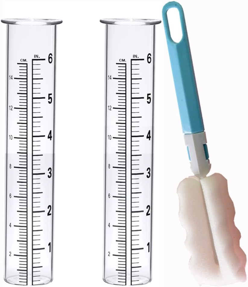 BIUWING 7 Inch Rain Gauge Replacement Tube Glass for Yard Garden and Outdoor Home, with Clean Brush