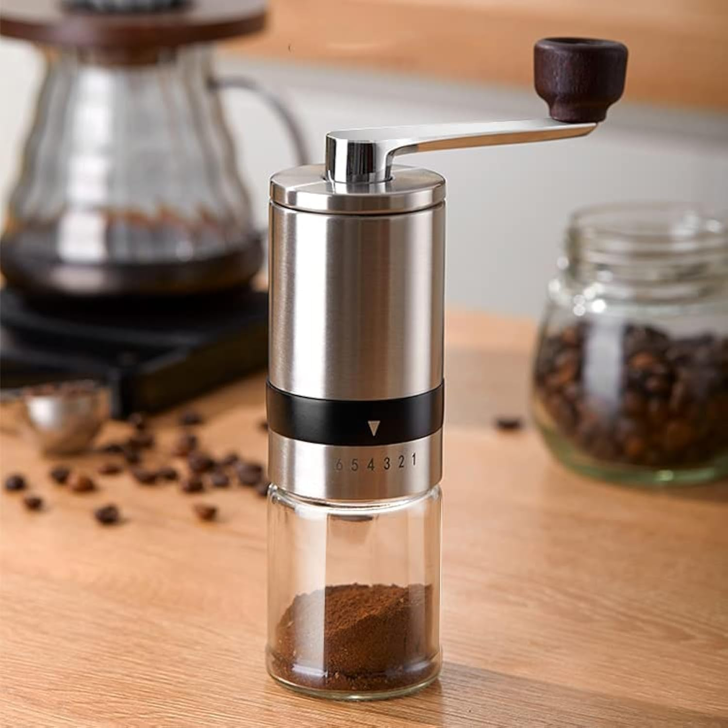 Burr Coffee Grinder Manual Coffee Grinder Stainless Steel Hand Coffee Grinder Coffee Machine with Grinder Coffee Bean Grinder with Conical Ceramic Burr Adjustable Settings image number 1