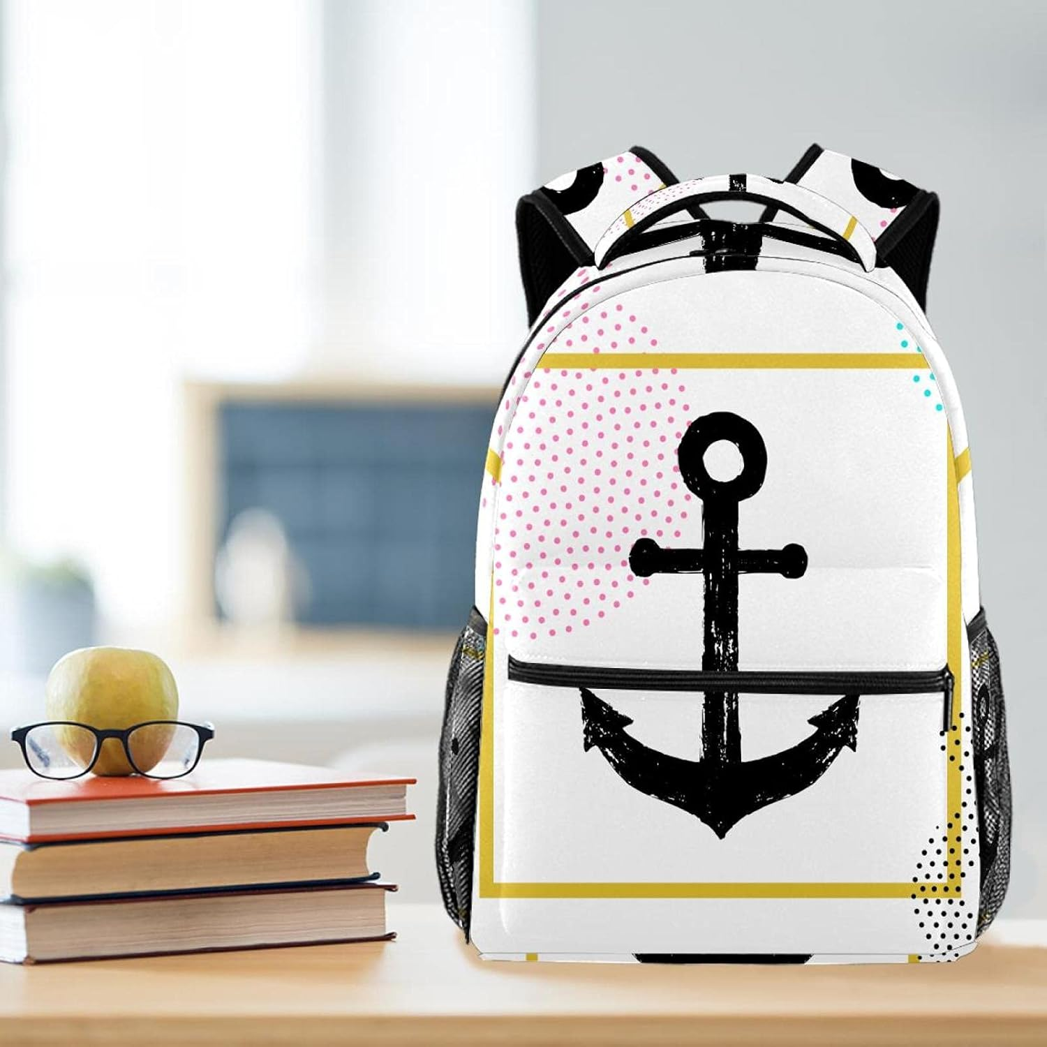 Anchor Illustration Backpack Students Shoulder Bags Travel Bag College School Tote Backpacks image number 4