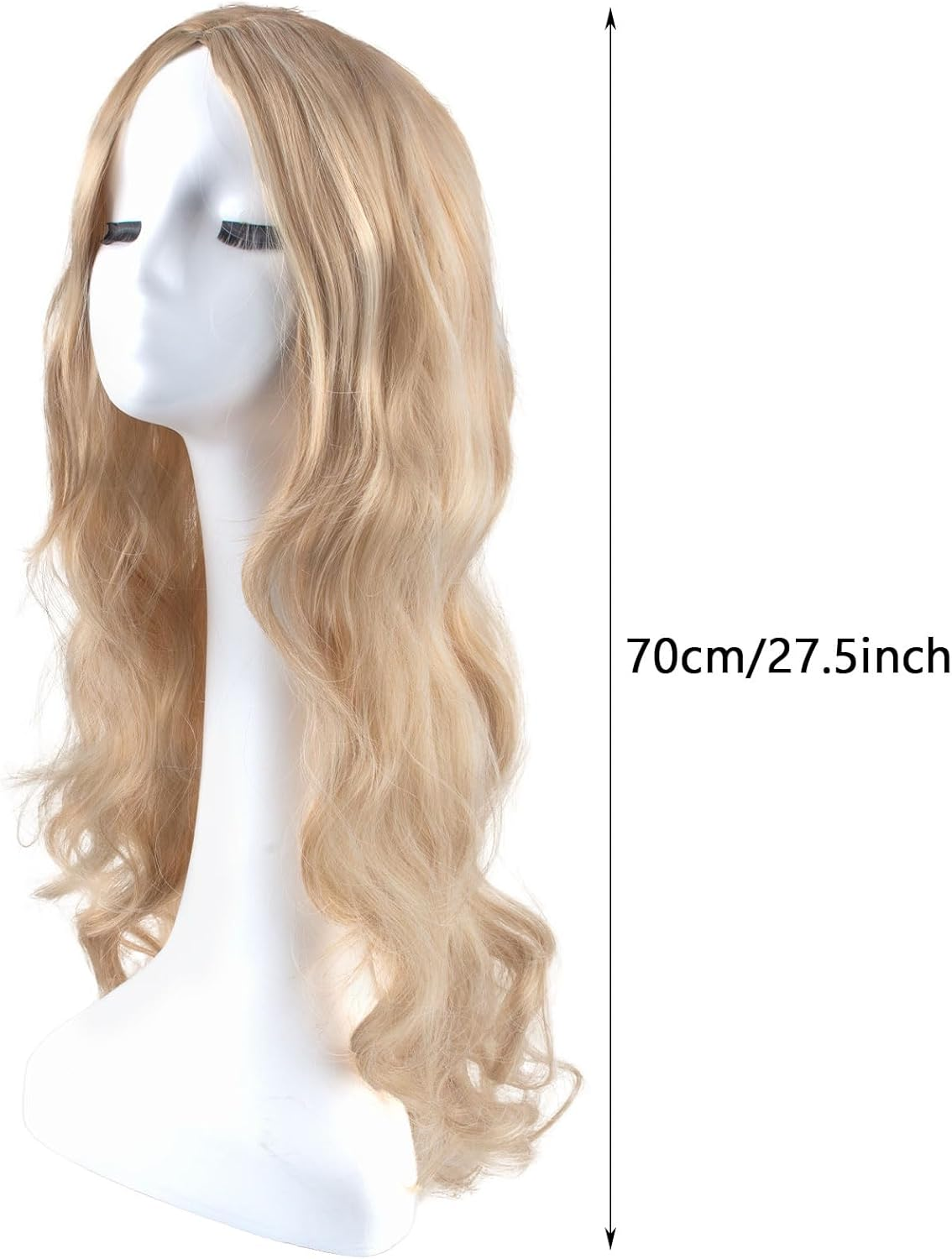 SSKHE Stylish Blonde Wavy Wig for Women, 27-Inch Long Curly Synthetic Hairpiece, Ideal for Role Play, Fancy Dress, and Daily Use, Lightweight and Comfortable for All-Day Wear image number 5