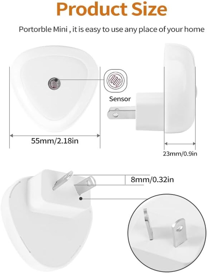 Au Wall Night Lights, Mini Nightlight with Light Sensors, Auto Dusk to Dawn Sensor, Soft Warm White, Ideal Nightlight for Bedroom, Bathroom, Hallway, Kitchen 2 Pack (Warm Light)