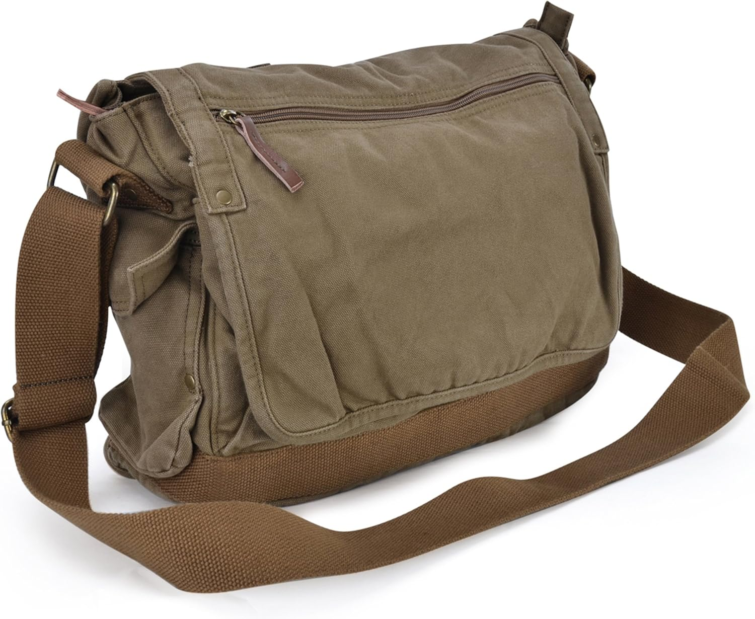 Gootium Canvas Messenger Bag - Vintage Cross Body Shoulder Satchel - Amry Green image number 3
