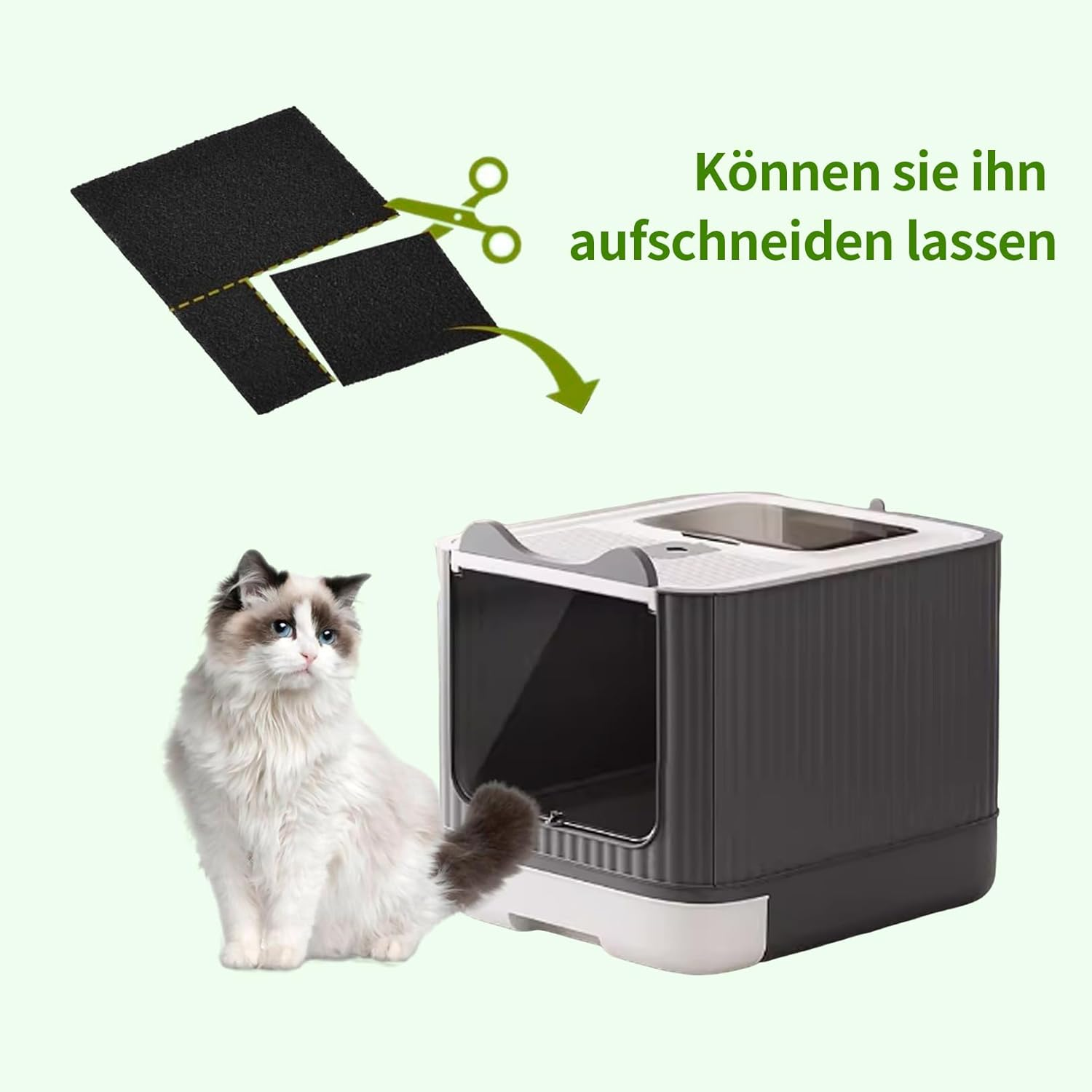 Pack of 9 Cat Litter Tray Activated Carbon Filter Black Carbon Odour Filter Cat Litter Tray with Lid Activated Cat Litter Tray Filter Odour Filter Cat Litter Tray for Completely Closed Cat Litter Tray image number 2