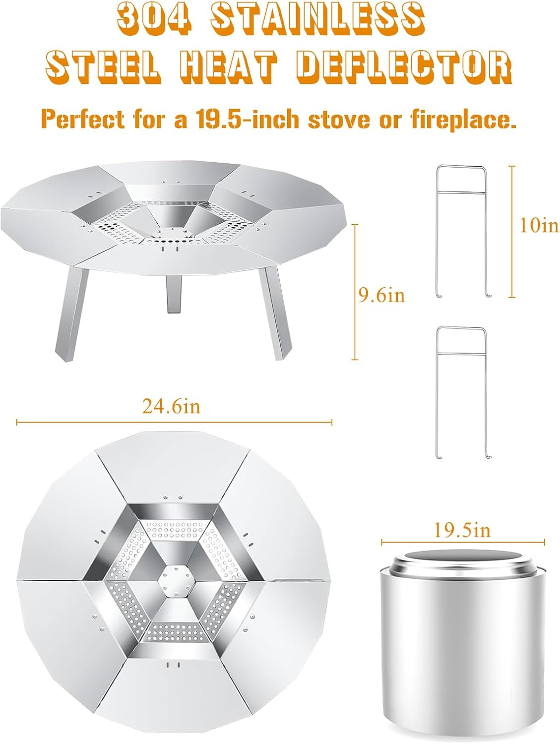 Heat Deflector for Solo Stove Bonfire, 19.5" Heat Deflector for Solo Stove Fire Pit, 304 Stainless Steel Heat Deflector with Handle & 3 Legs for Bonfire Fire Pit, Universal Heat Plate Traps Heat For image number 5