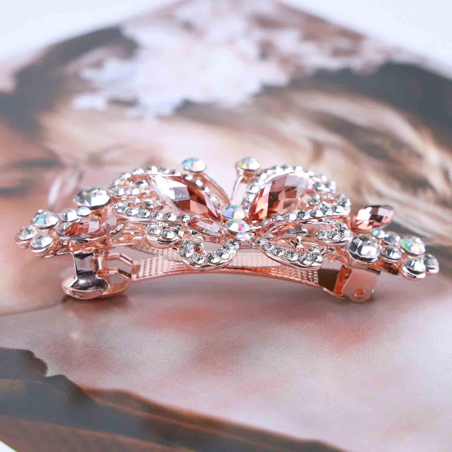 Tseenyi Crystal Farfalla Hair Clip Rhinestone Wedding Hair Clip Sparkling Bridal Crystal Decorative Hair Clip Gold Crystal Flower Headpiece Women and Girls (Champagne Crystal)