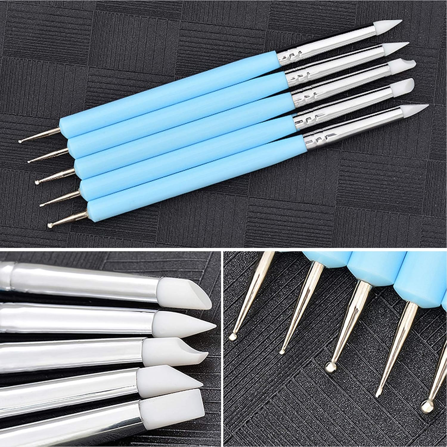 10 Pcs Silicone Clay Sculpting Tool, Silicone Clay Modelling Tools, Silicone Polymer Clay Sculpting Tool Pen, Polymer Clay Tools, for Modeling Dotting Tool Pottery Craft, Blue image number 2