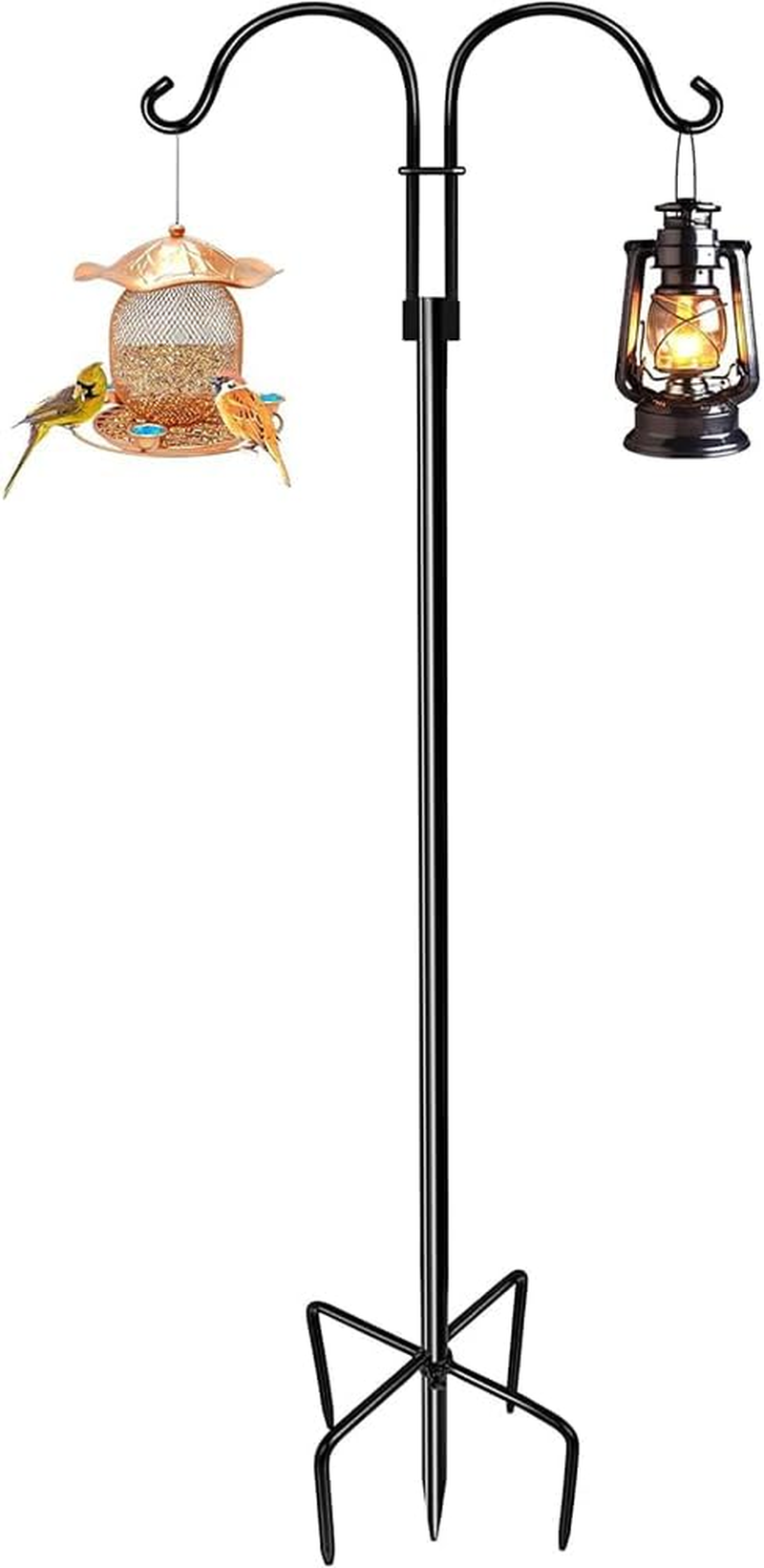 Double Shepherd Hooks for Outdoor &ndash; Heavy Duty Bird Feeder Pole with 5-Prong Base for Hanging Bird Feeders, Hummingbird Feeders, Lanterns, Plant Baskets, Garden Decoration image number 6