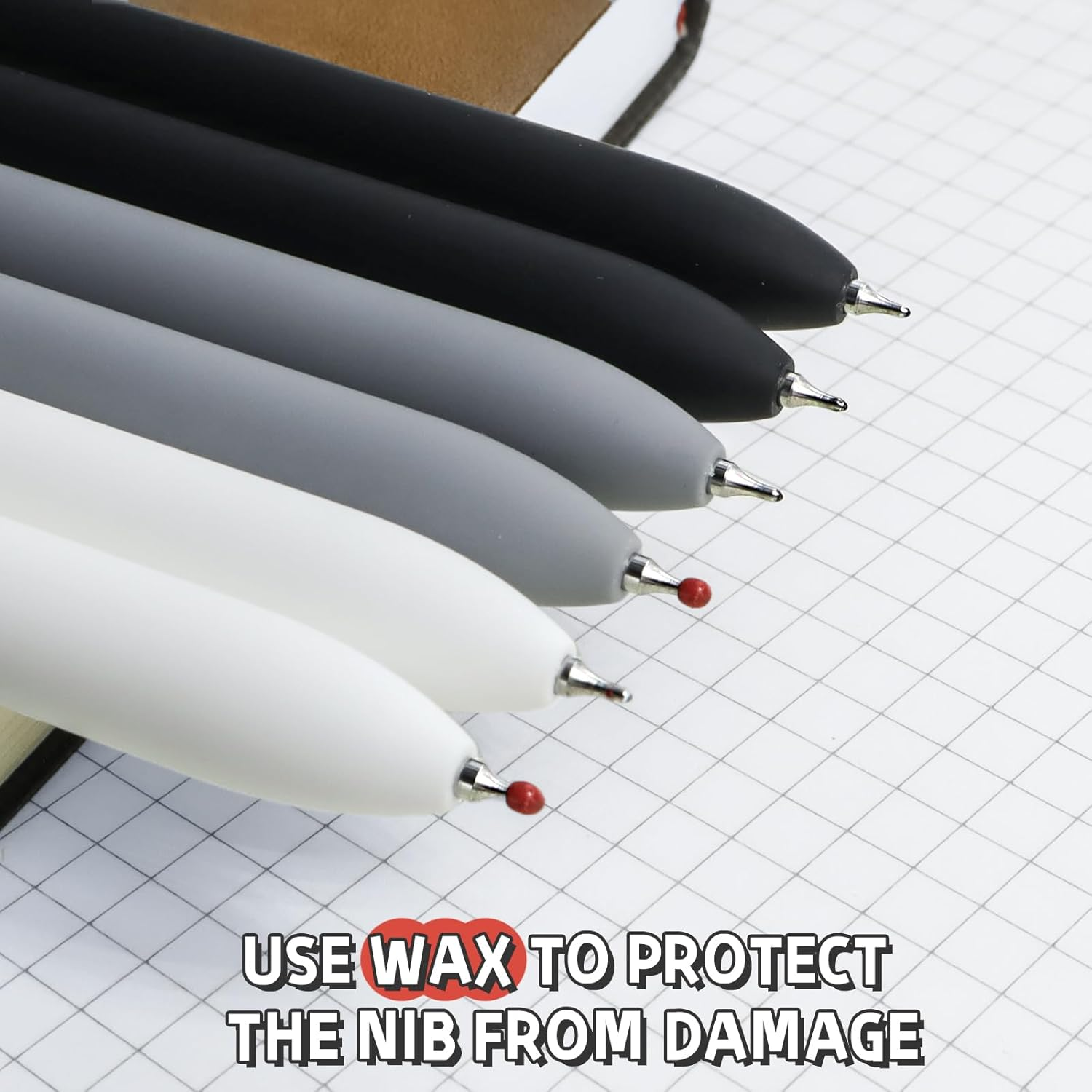 UIXJODO 6 Pcs Gel Pens 0.5Mm Quick Dry Black Ink Pens Fine Point Smooth Writing Pens, Cute Office and School Supplies Gifts for Women Teacher Students (6 Pcs Black White Grey Silver)