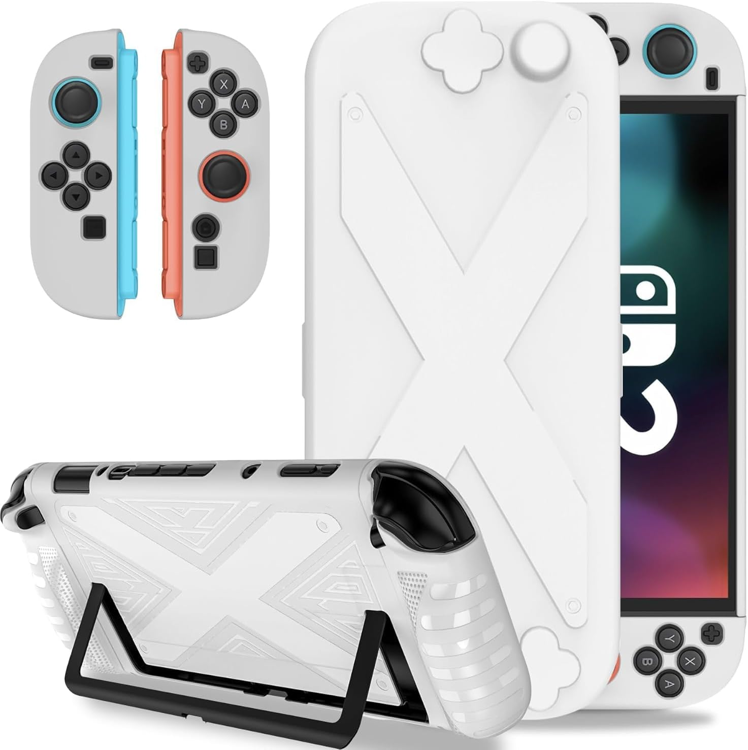 ZONEY Protective Case for 2025 Nintendo Switch 2, PC + TPU Grip Cover Case Shockproof Non-Slip Protective Controller Skin for Nintendo Switch 2025 Case Protector, White