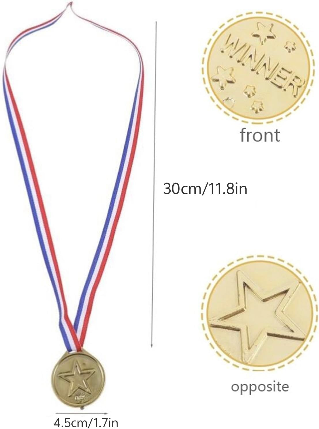 Hysgscwd 30Pcs Gold Plastic Winner Award Medals, Plastic Medal with Neck Ribbons for Student Rewards, Winner Participation Medals for Party Decoration, Games Competition, Sports, Activity, Talent Show