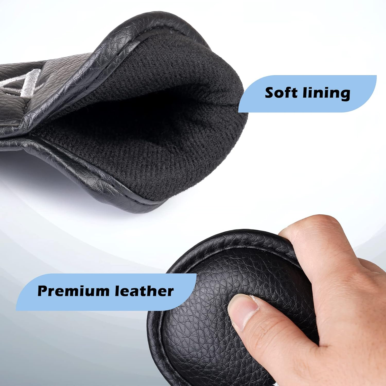 CRAFTSMAN GOLF 12Pcs or 1Pc Thick Synthetic Leather Golf Iron Head Covers Set Headcover Fit All Brands Callaway Ping Taylormade Cobra Etc. Also Custom Name image number 5