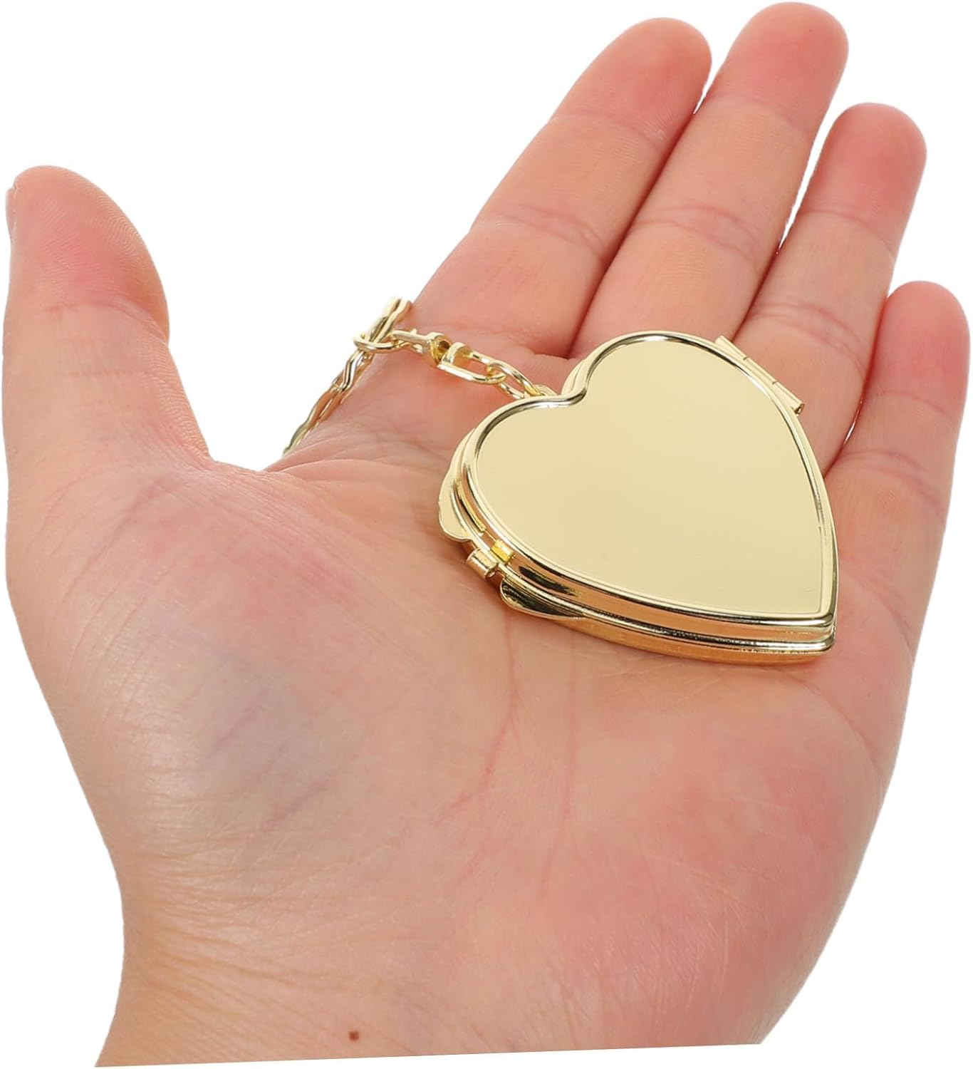 ROMISBABA 2Pcs Heart-Shaped Double Sided Folding Keychain Mirror for Metal Makeup Pocket Vanity Magnified Views Portable Cosmetic Accessory for Bags and Wallets Gold Silver image number 5
