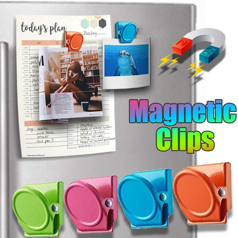 Dorischen 12Pcs/Set Candy Color Magnetic Metal Clips Refrigerator Whiteboard Wall Fridge Magnetic Memo Note Clips for House Office Use image number 1