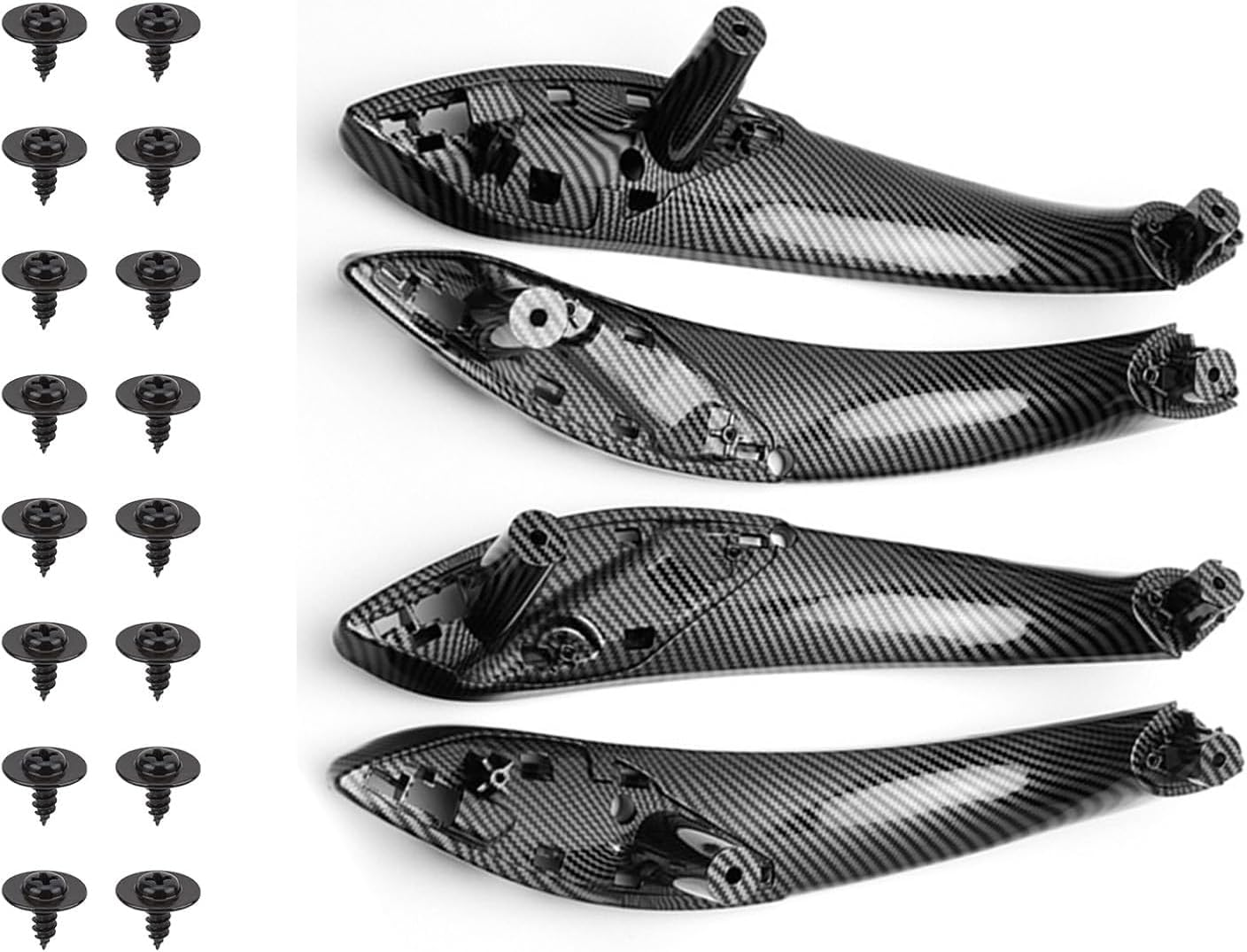 4PCS Front Rear Left Right Side Inner Door Handles Fit for BMW M4 F30 F31 F32 F33 F34 F35 F36 F80 F82 F83 2012-2018 Replace# 51427281465 51427281466 51417279311 51417279312 (Carbon Fiber) - Carbon Fiber image number 4