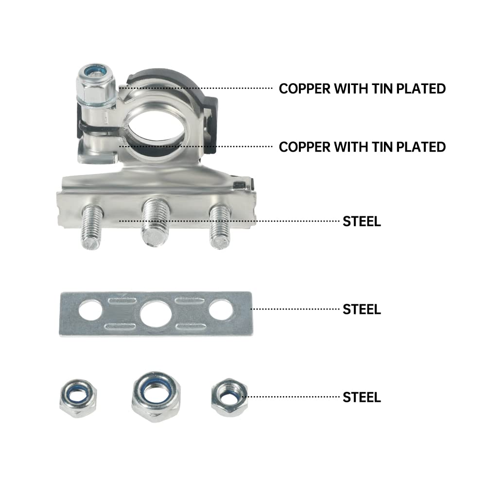 2 Pack 12V Automotive Top Post Battery Wire Cable Terminals Clamp Connectors Kit, Car 3 Way Battery Terminals, Positive and Negative, Applicable in Car, Boat, Van and More image number 1