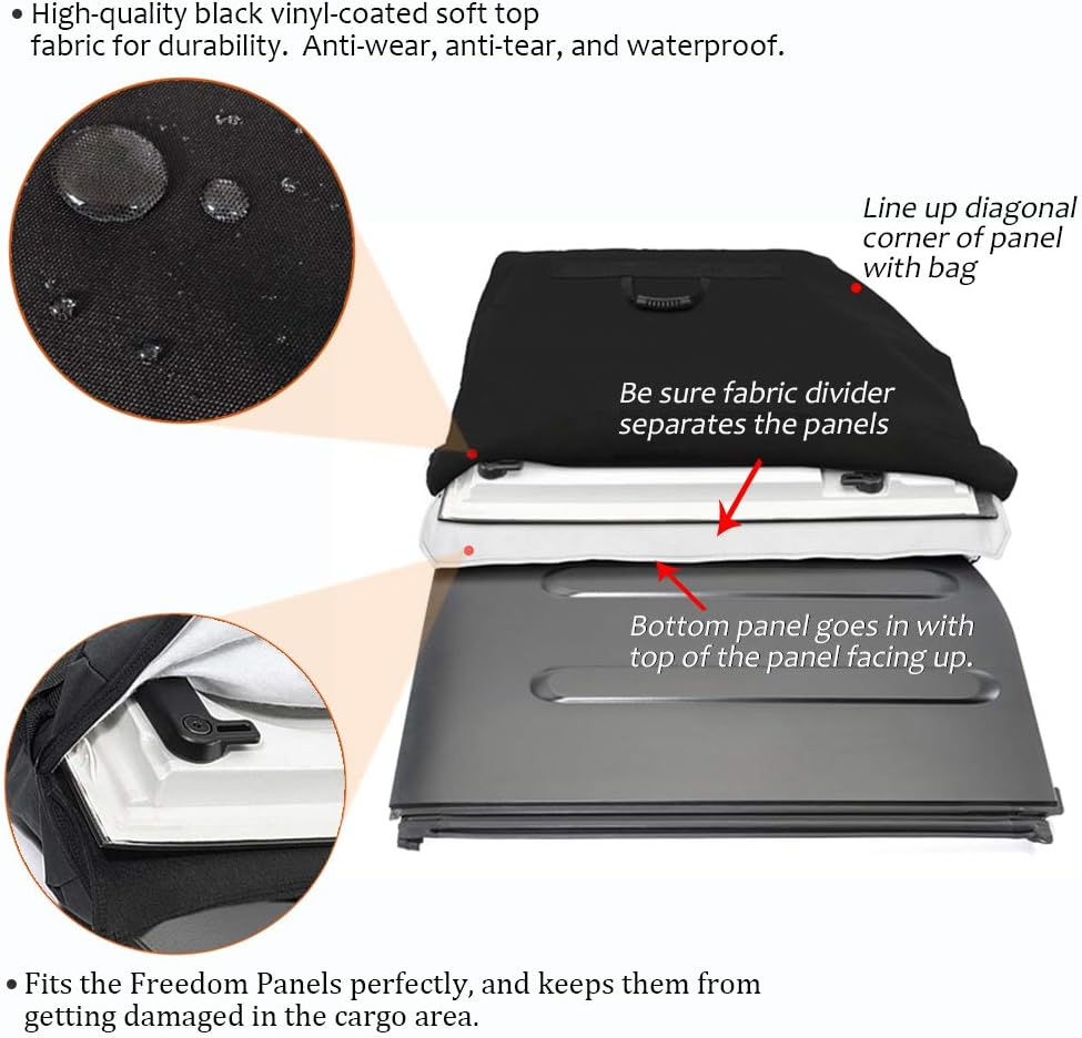 Hard Top Freedom Top Panels Storage Bag for All 2007-2025 Jeep Wrangler JK JKU JL JLU Sports Sahara Freedom Rubicon Unlimited Gladiator JT 2 and 4 Doors image number 2