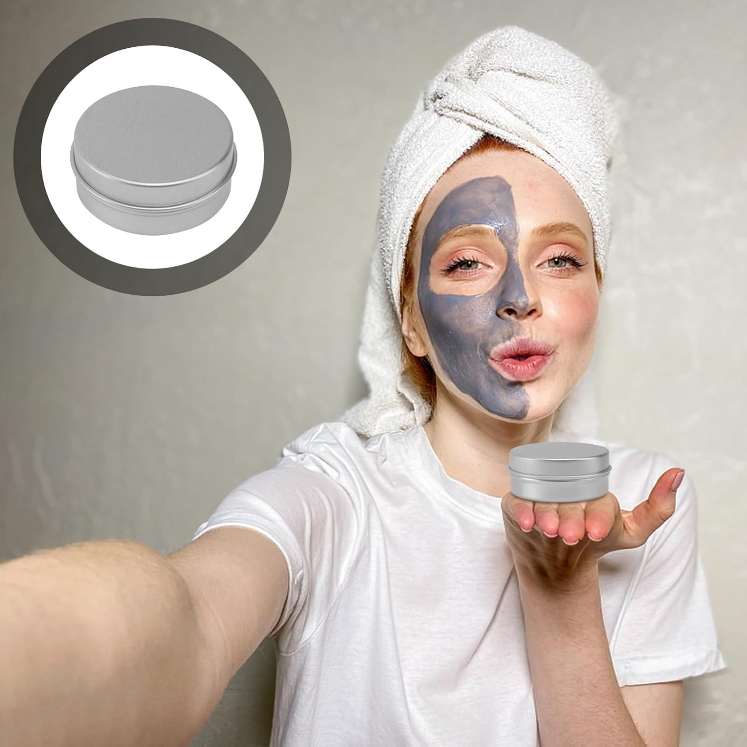 TEHAUX Empty Aluminum Tins, 15Ml Metal round Tins Containers Case Tealight Cups Aluminum Cream Container Empty Candle Tins Metal Tin Eyeshadow Jar for Lip Balm Creams Candy Travel Tin image number 1