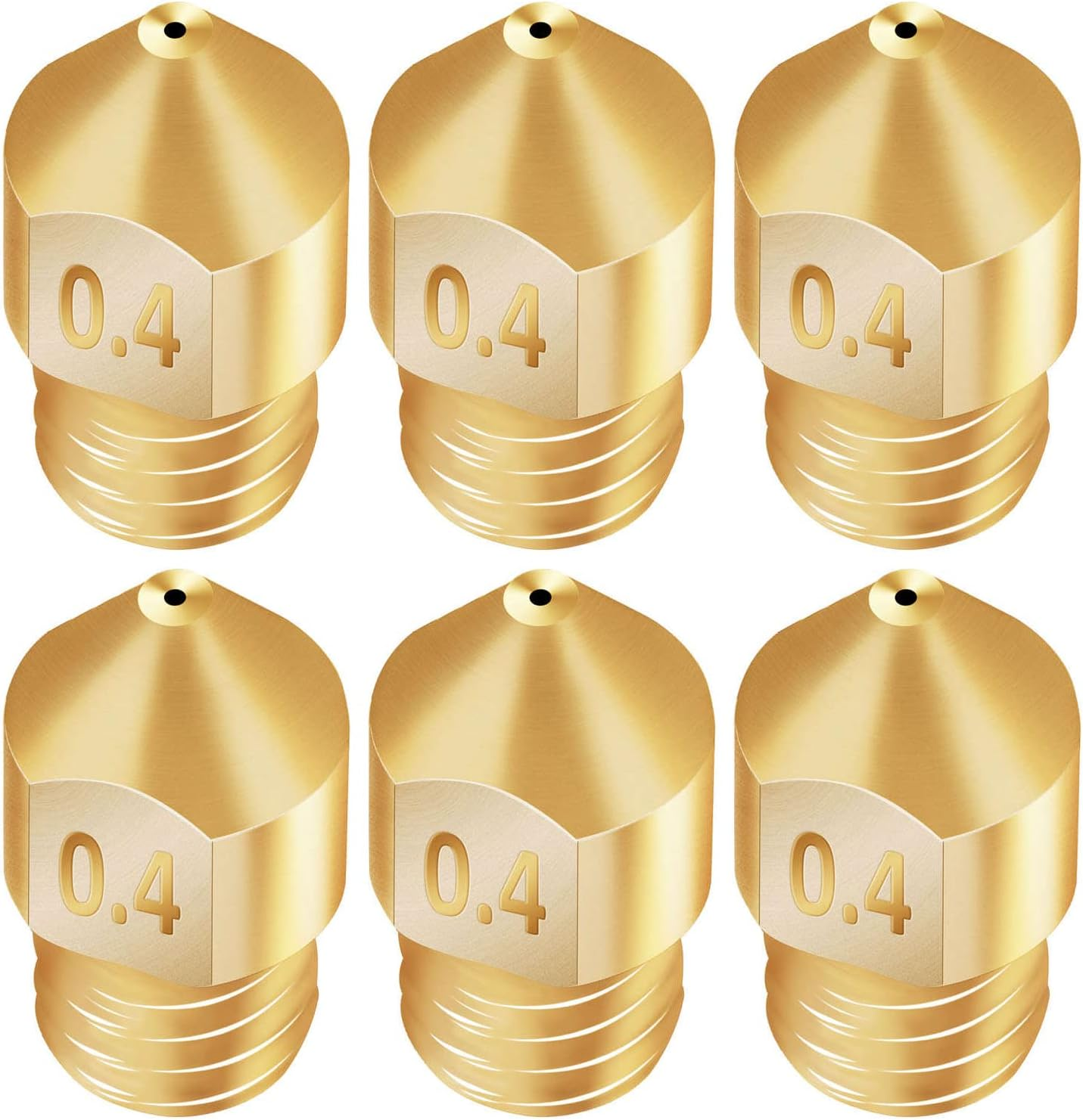 Mingzhe 6PCS 3D Printer Brass Copper Extruder Nozzle MK8 0.4Mm for CR-6 SE 3D Printer 1.75Mm Filament image number 2