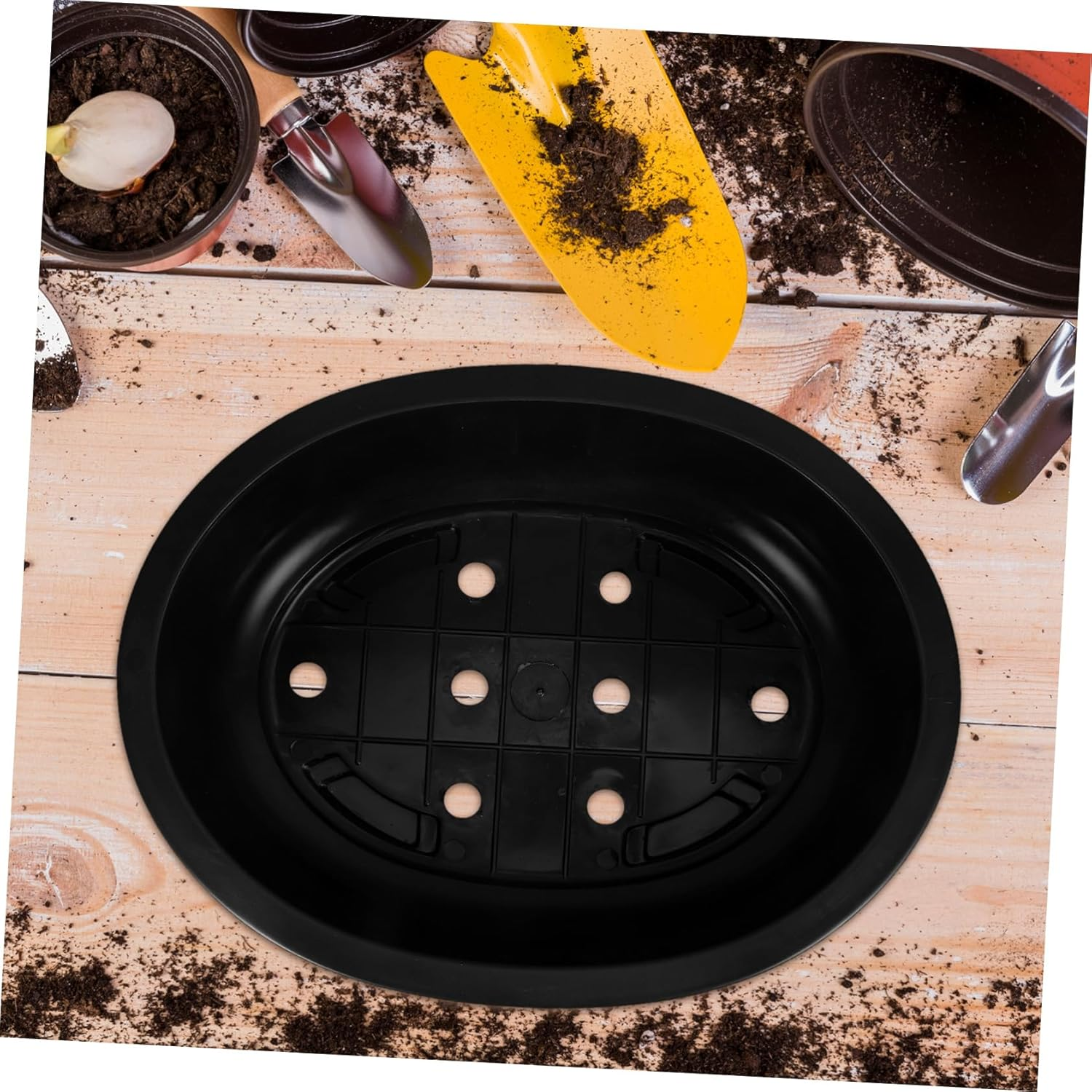 ANDRESLAD 4Pcs Oval Bonsai Pots Durable Plastic Flower Containers for Indoor Gardening Breathable Design for Healthy Plants for Home and Office Decor image number 3