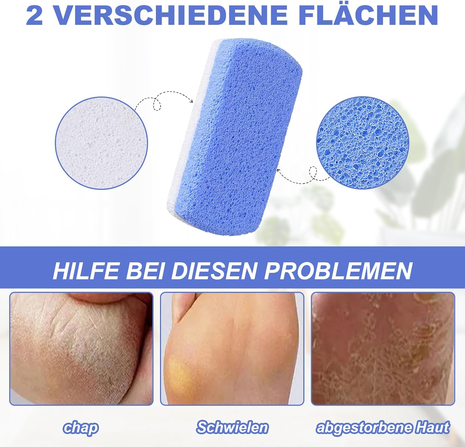 VEGCOO Pack of 4 Pumice Stone Foot Care, Double Sided Pumice Stone, Double Sided Foot Pumice Stones for Feet, Grinding Stones for Removing Dead Skin, Callus, Cuticles image number 1