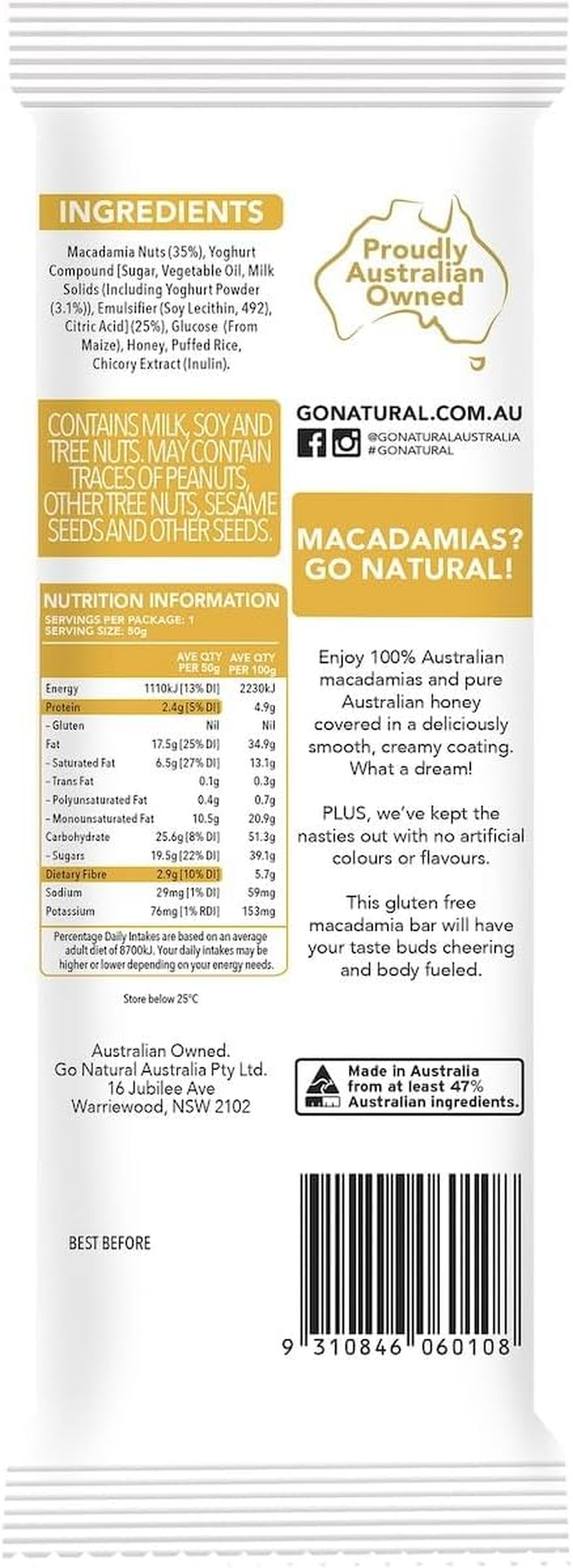 Go Natural Macadamia Dream Bar 16 X 50G