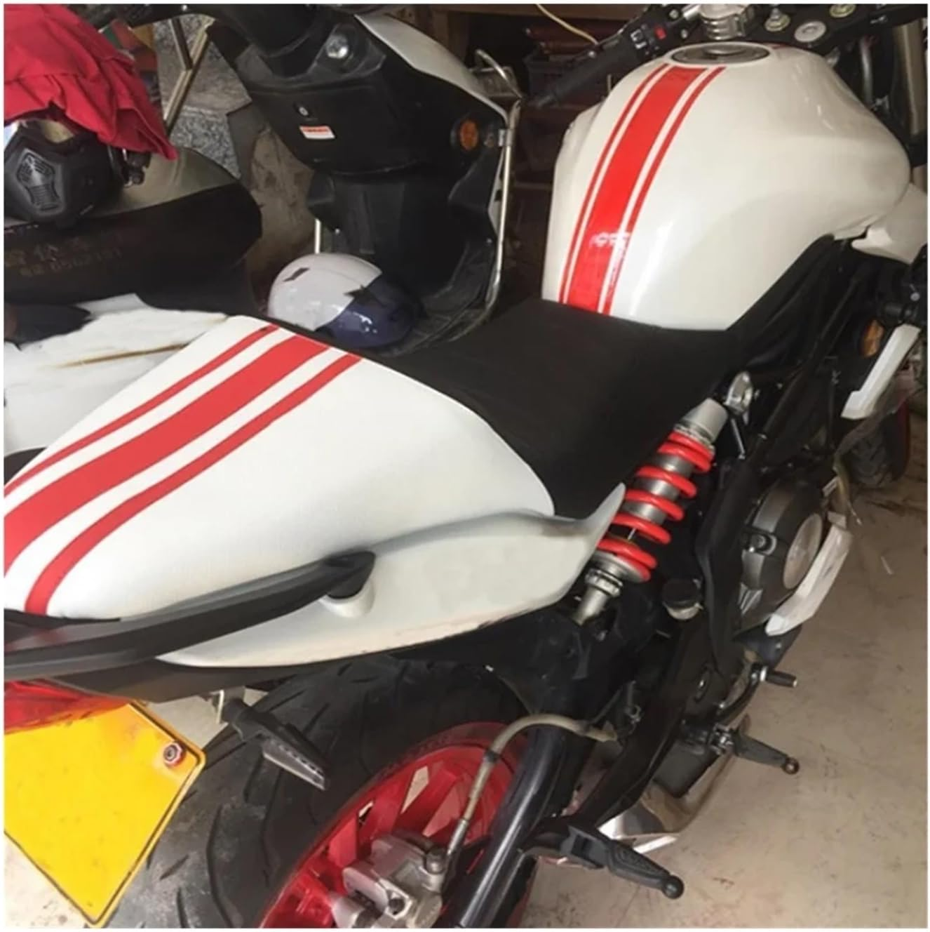 Motorcycle Tank Sticker Cowl Stripe Waterproof Stickers Self Adhesive Decal Sticker Decoration (Color : Yellow 2Pcs) - Red image number 4