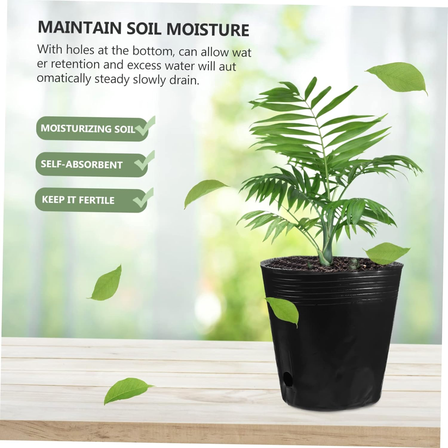 DOITOOL 100Pcs Bonsai Gardening Cups Durable Black PE Planting Bags for Root Development Watering image number 5