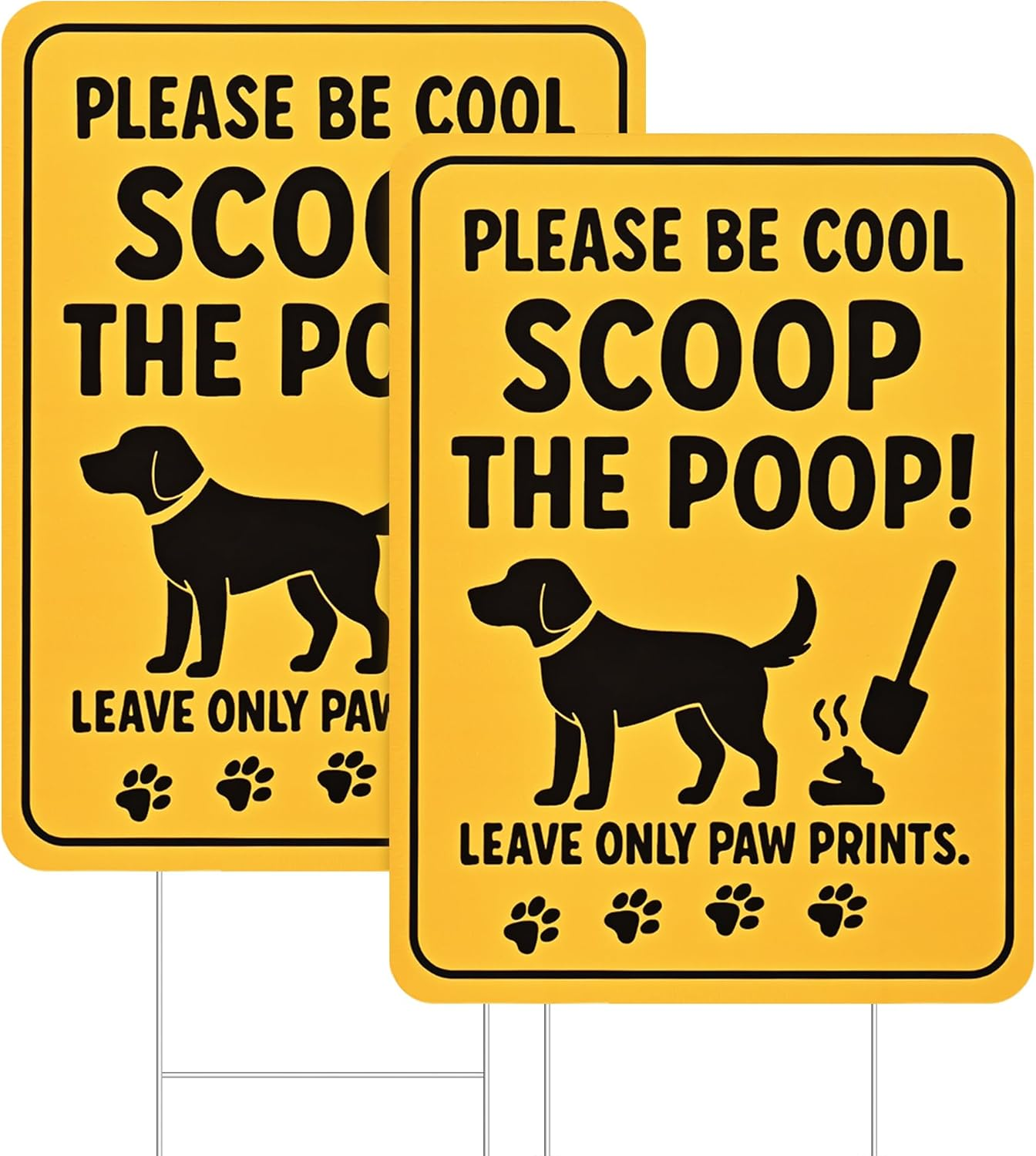 Combojoy No Dog Poop Signs for Yard, 2- Pack 13" X 9.5" Clean up after Your Dog Signs, Pick up after Your Dog Sign with Metal Stakes, Double-Sided and Waterproof No Pooping Dog Sign for Yard Lard image number 1