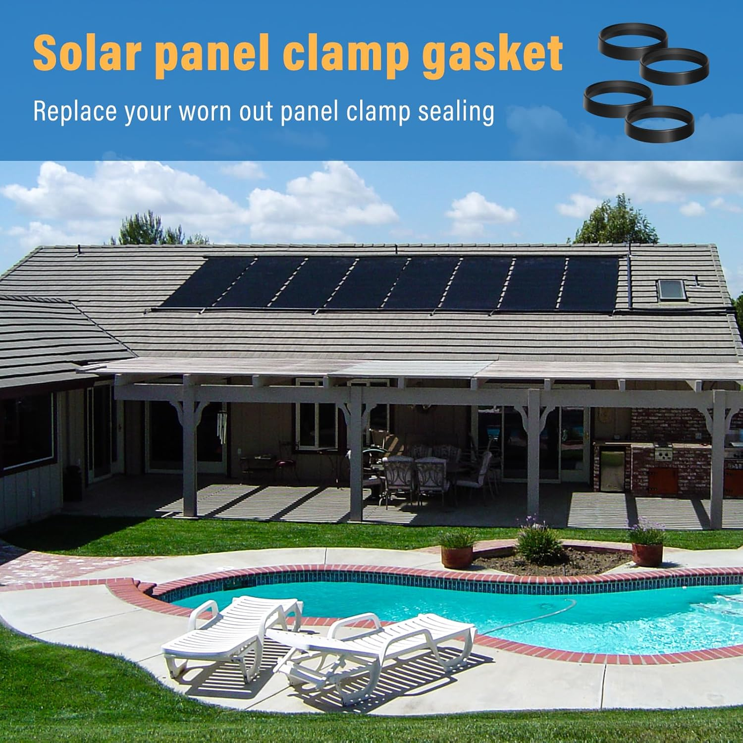 HC-113G Panel Clamp Gasket for Heliocol Sunstar Swimming Pool Solar Panels, Component of Panel Clamp Assembly HC-113-4 Pack image number 1