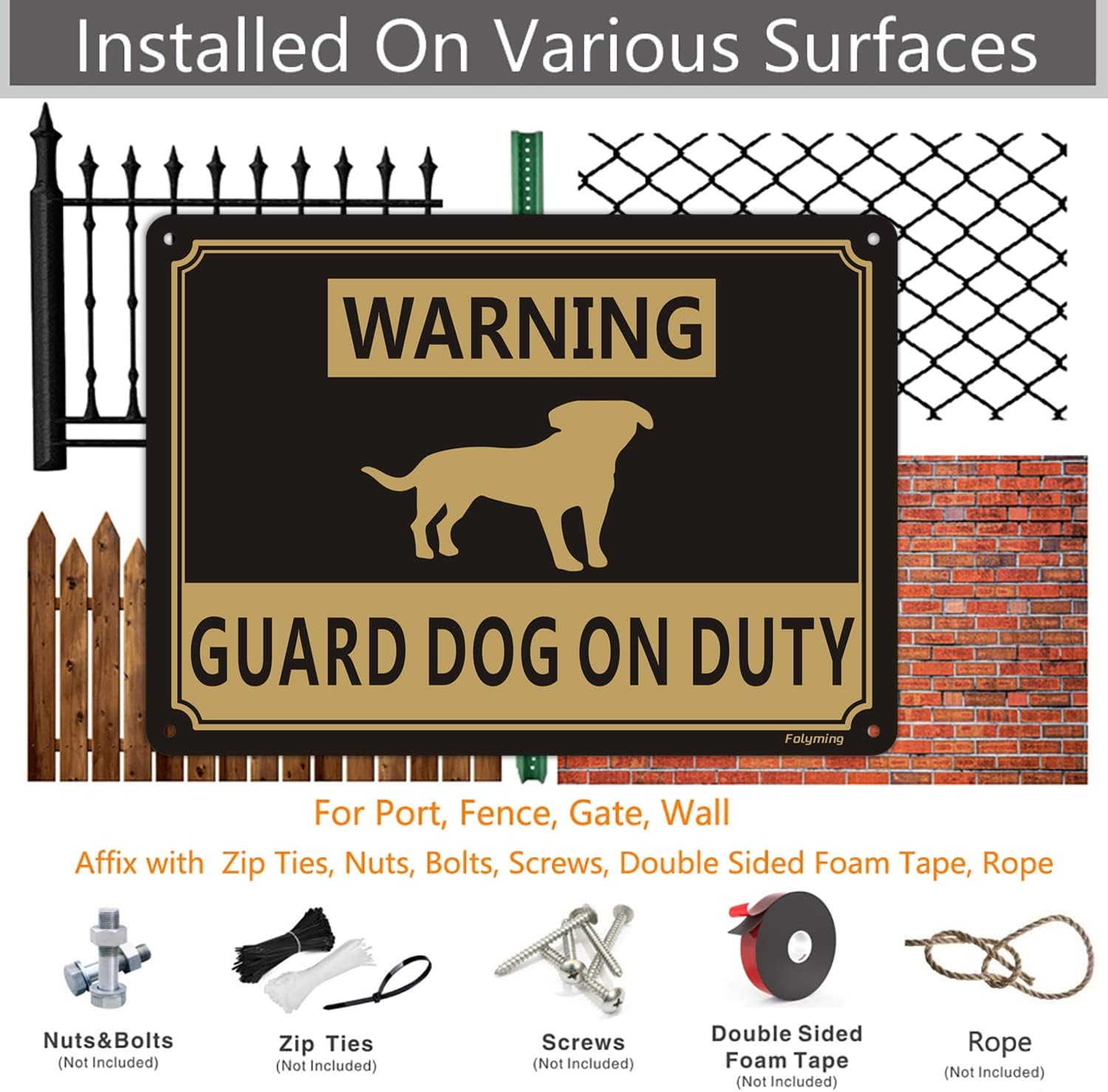2 Pack Warning Guard Dogs on Duty Signs 10X7 Inches Dog Warning Yard Signs Metal Reflective Sturdy Rust Aluminum Waterproof Easy to Install image number 3