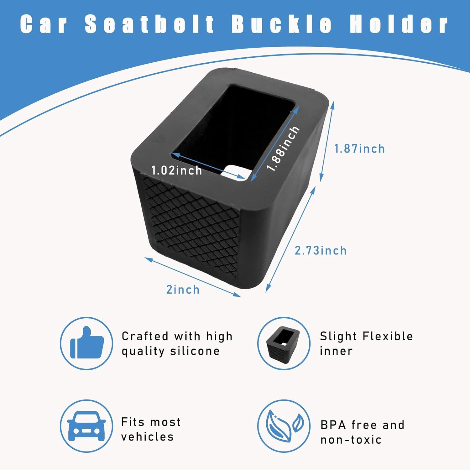 2 PCS Car Seat Belt Buckle Holder, Silicone Auto Seat Belt Buckle Booster, Easy Access Seatbelt Buckle Cover for Kids, Universal Vehicle Safety Accessories for Most Cars (Black) image number 3