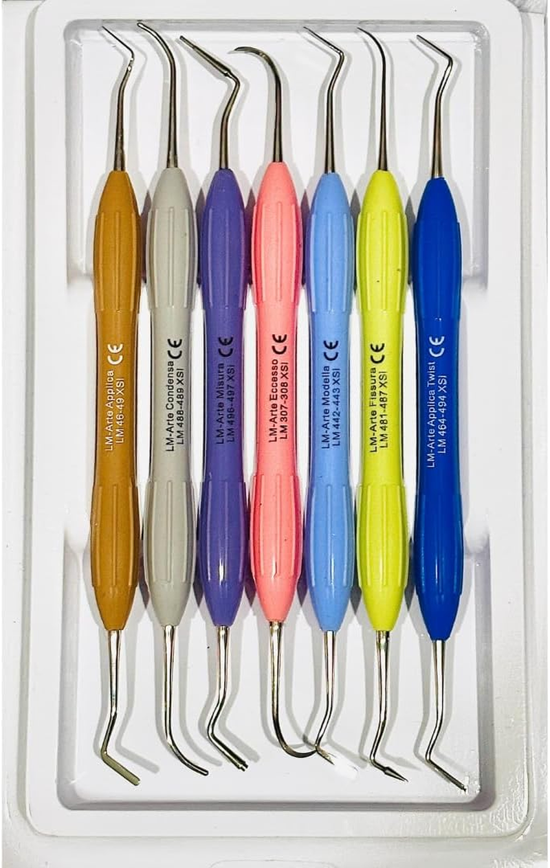 Color-Coded Dental Composite Instruments &ndash; 7 Silicone Handle Tools for Tooth Restoration & Cavity Filling image number 1