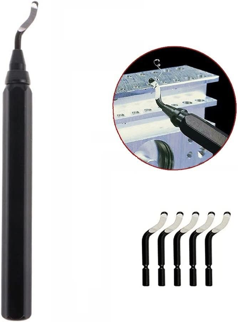 Repair Deburring Tool Kit - 5 Pcs Deburr Blades Remover Deburring Tool Set for Wood Copper and Steel image number 2