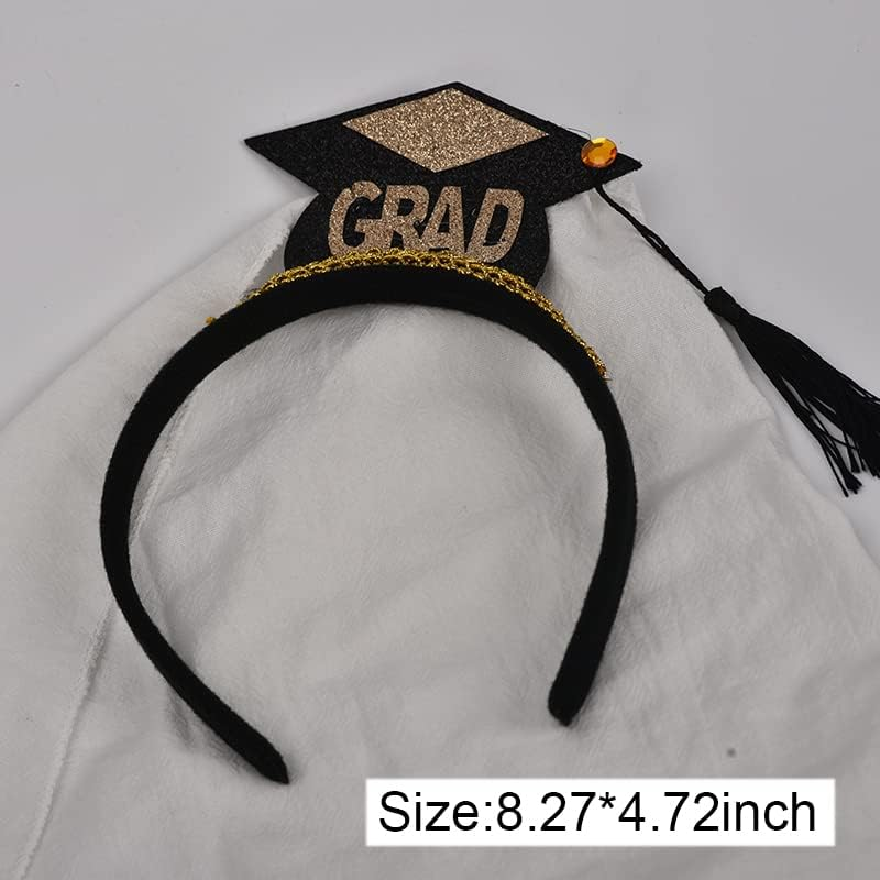 Graduation Cap Headband with Tassel for Women Men Mini Grad Headbands for Girls Boys Graduation Hair Accessories for Graduation Party Supplies Decorations image number 2