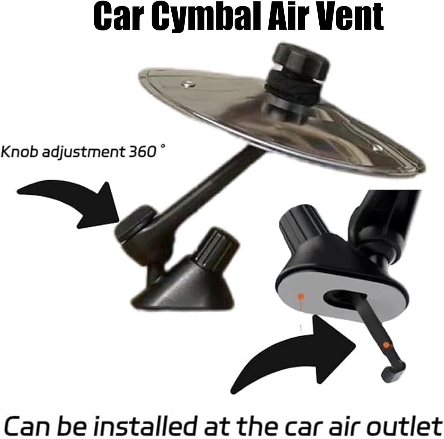 Car Crash Cymbal, Car Cymbal Air Vent, Mini Car Drum Cymbals Air Vent, Easy Clip-On Ride Cymbals for Music Lovers, Easy Installation for All Types of Vehicles (Gold*2) - Silver image number 5