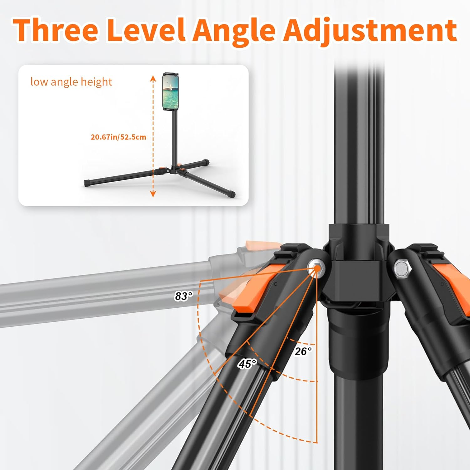 XXZU 182Cm/72In Tablet Floor Stand Tripod,Tablet Tripod Floor with 360&deg; Rotation Ball Head,Height Adjustable Stand Holder with Case,For Phone/Ipad/Music/Stream/Recording and All 4.7-13Inch Devices image number 5