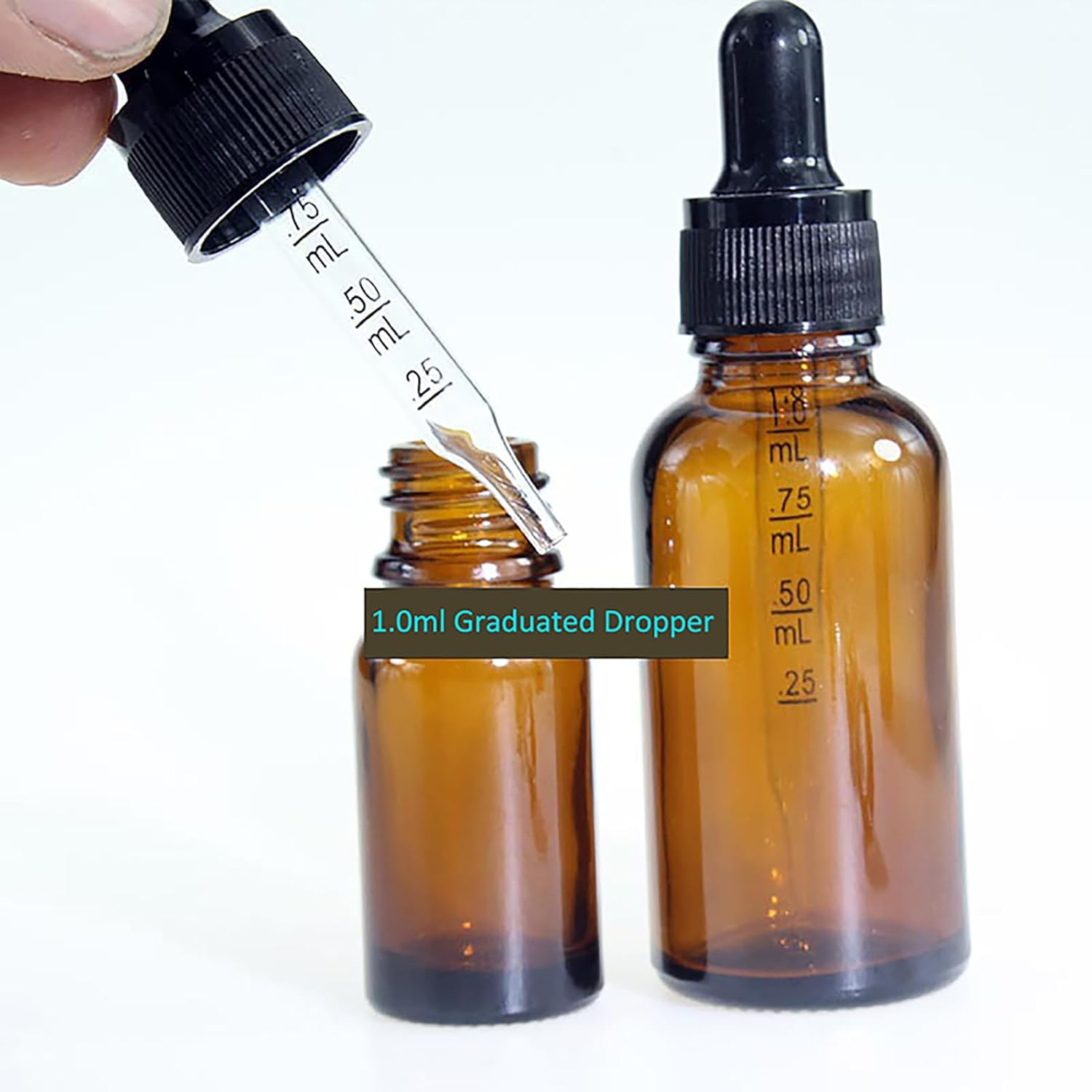 Uptuoli Dropper Bottles, 5Pcs Glass Droppers Bottles with 1 Funnel, Glass Eye Dropper Bottle with Graduated Pipette, Leakproof Essential Oils Dropping Bottle with Measured Droppers image number 2