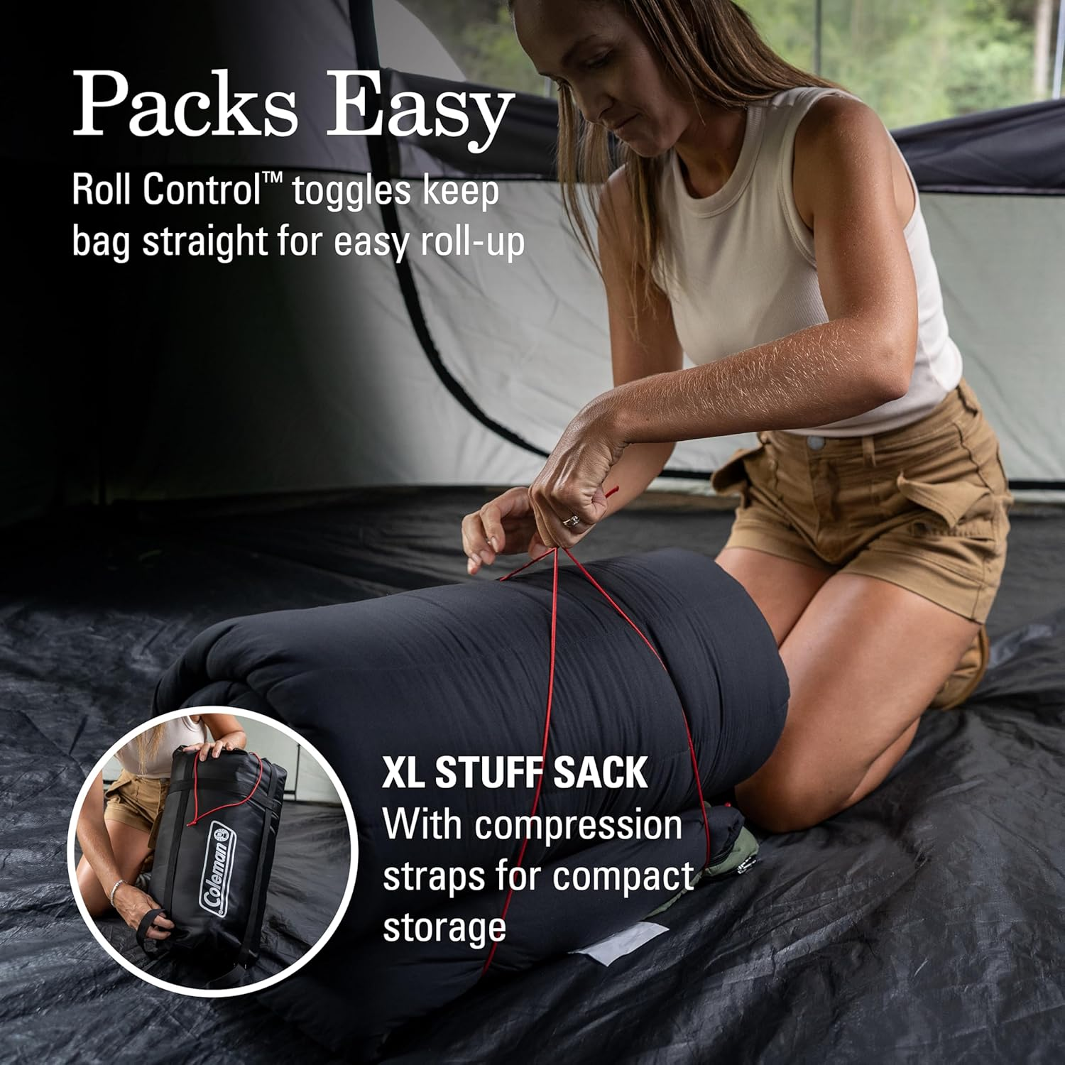 Coleman Mudgee Tall Sleeping Bag | 208X100Cm, All Weather, Polyester Fill with Extra Heat Retention, XL Stuff Sack, Brushed Polyester Shell & Lining, Comfort Cuff for Neck, Snag-Free Zips image number 4