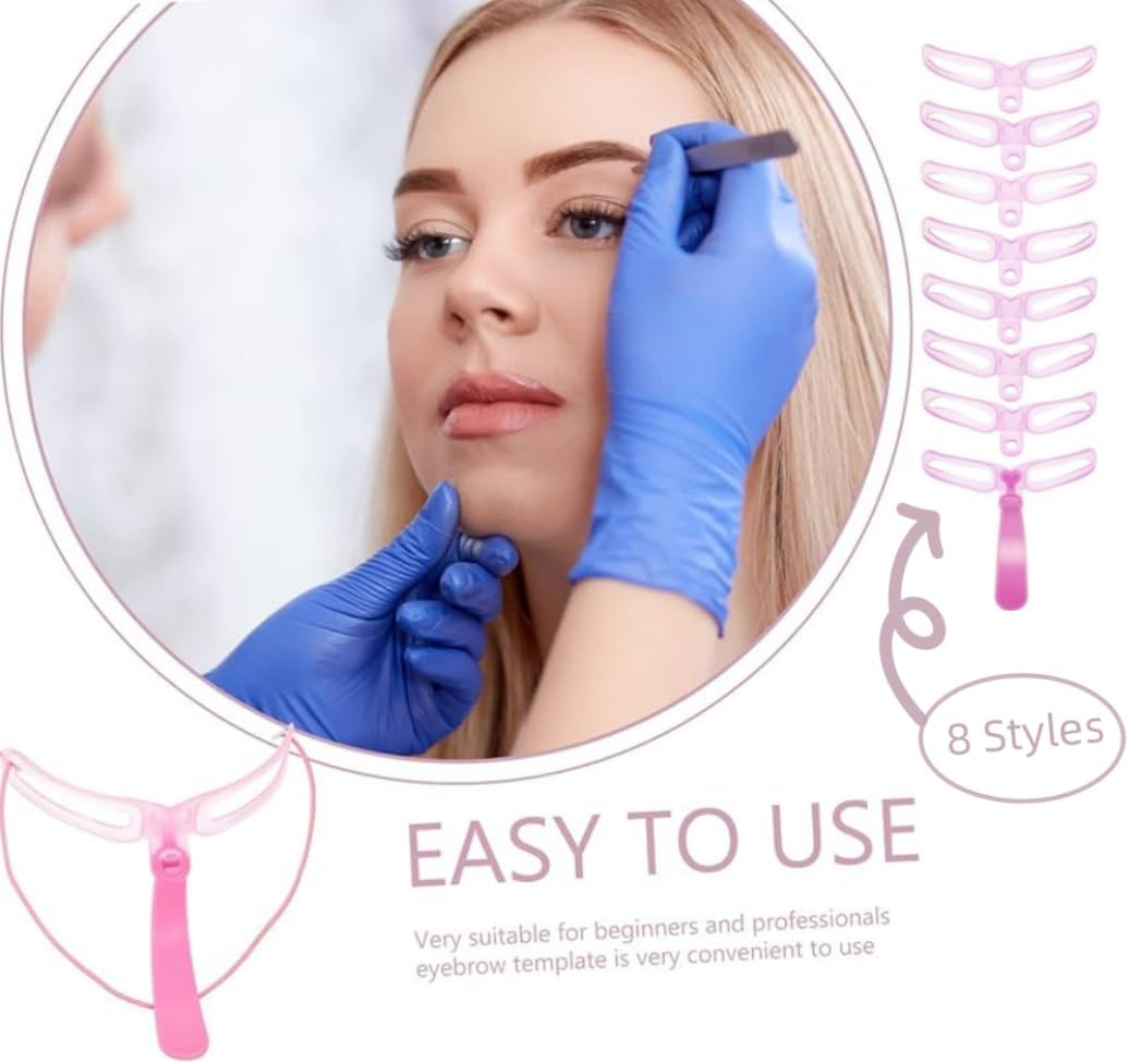 Eyebrow Stencil Kit, 8 Styles with Handle and Strap, Reusable Shaping Templates, Washable image number 2