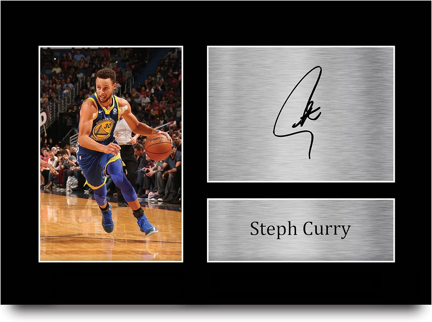 HWC Trading FR A3 Steph Curry Golden State Warriors Gifts Printed Signed Autograph Presentation Display for Basketball Memorabilia Fans - A3 Framed