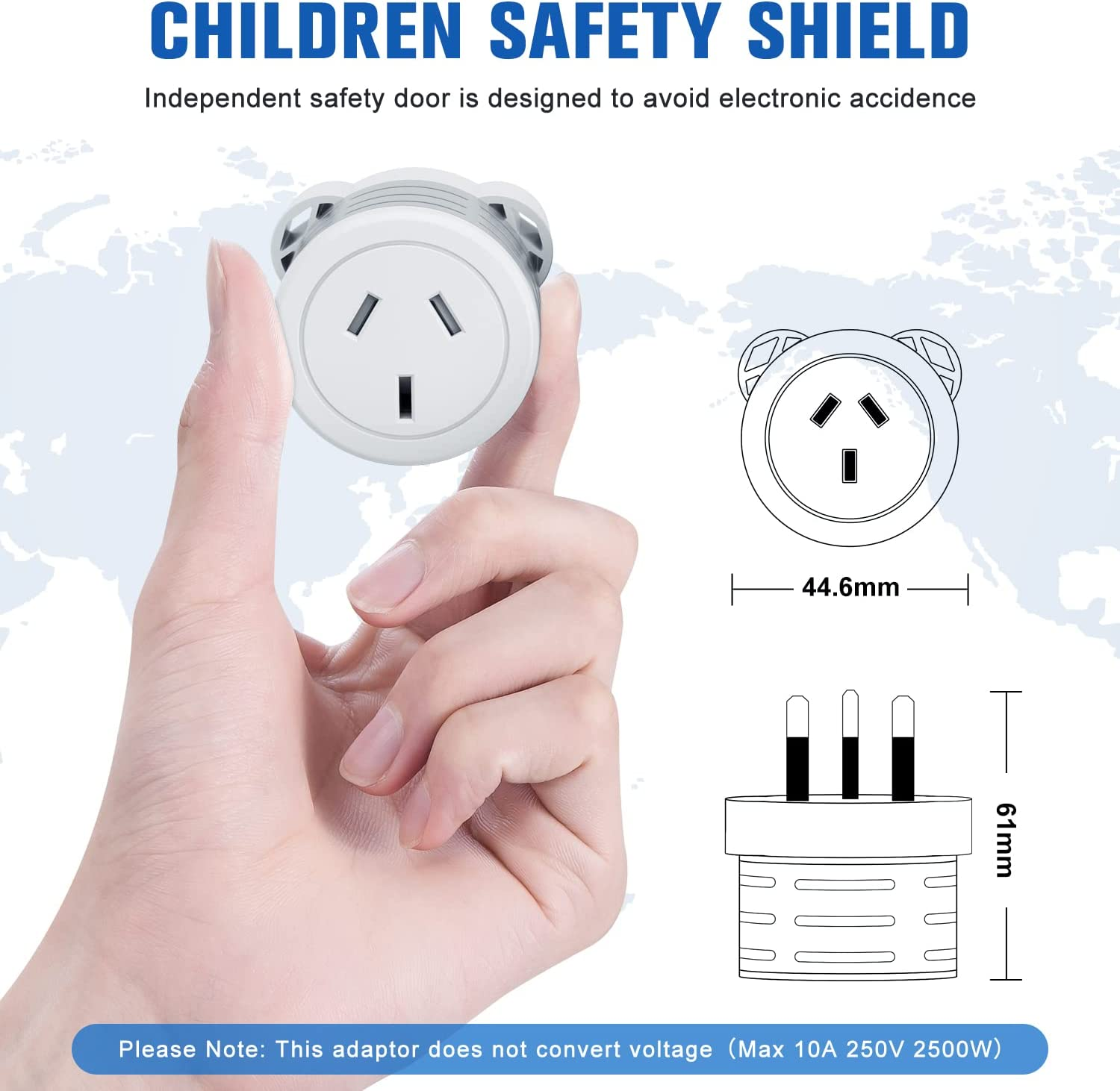 HEYMIX UK Travel Adapter, Universal Plug for Australia, International Power Adapter, England, Malaysia, Indonesia, Singapore (2-Pack) image number 3