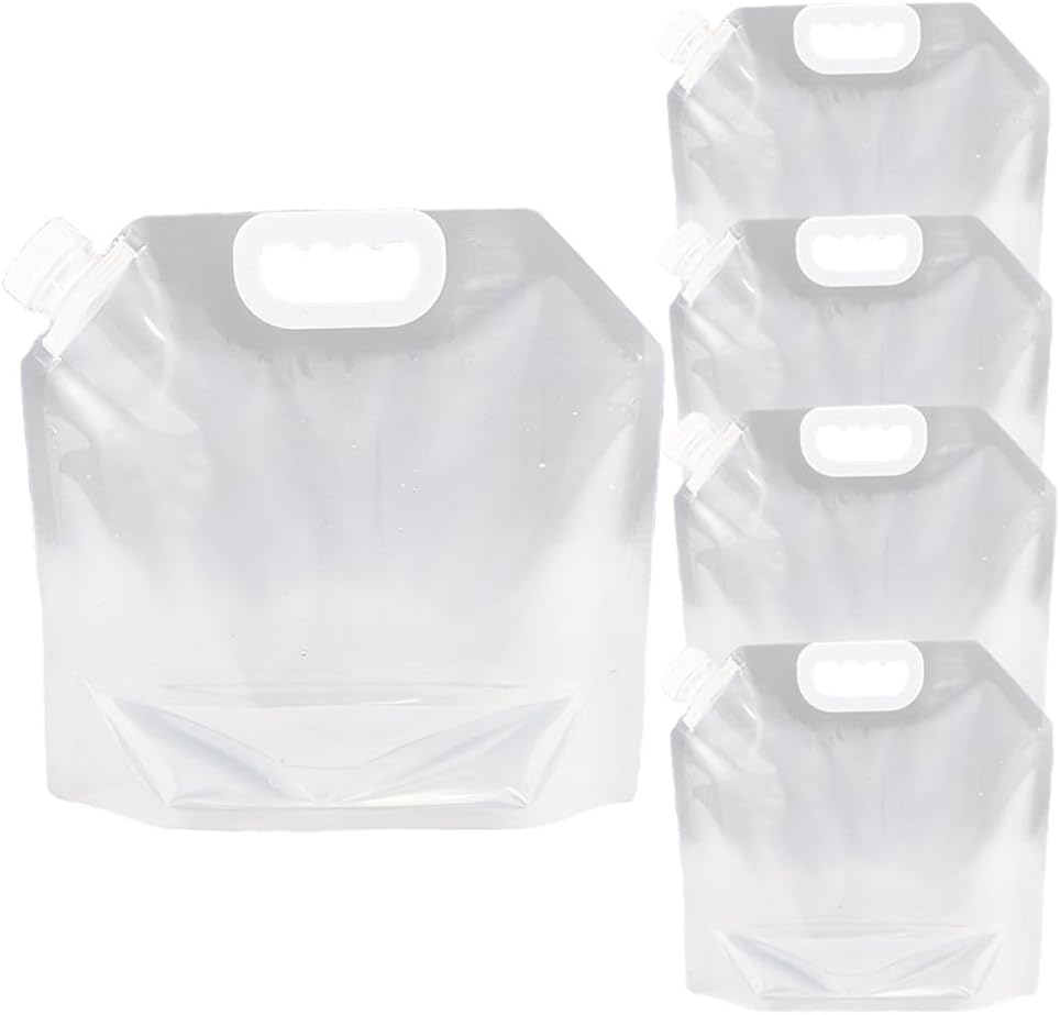 Collapsible Emergency Water Jug Container Bag,Granmagazz Collapsible Water Tank Container 5Pack 10L - PE Water Carrier Portable Water Tank Lightweight Space-Saving Outdoor Folding Water Bag