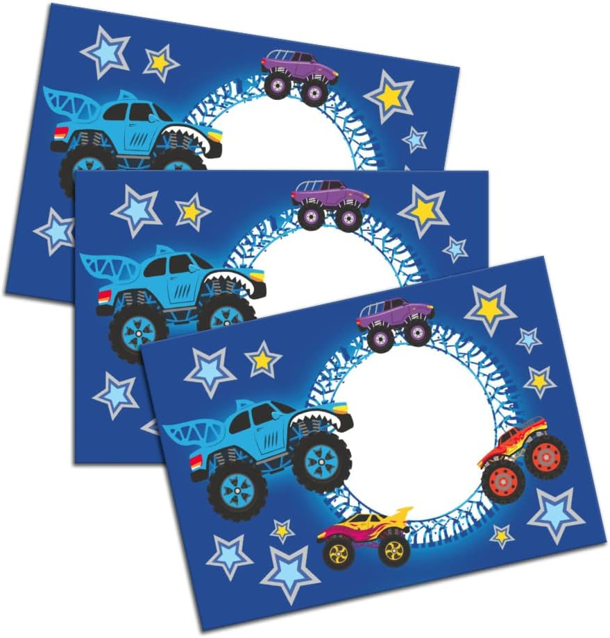 Letter Paper Set Letter Pad with Envelope for Kids Monster Truck Car for Boys (Pad A5 with 25 Sheets + 15 Envelopes)