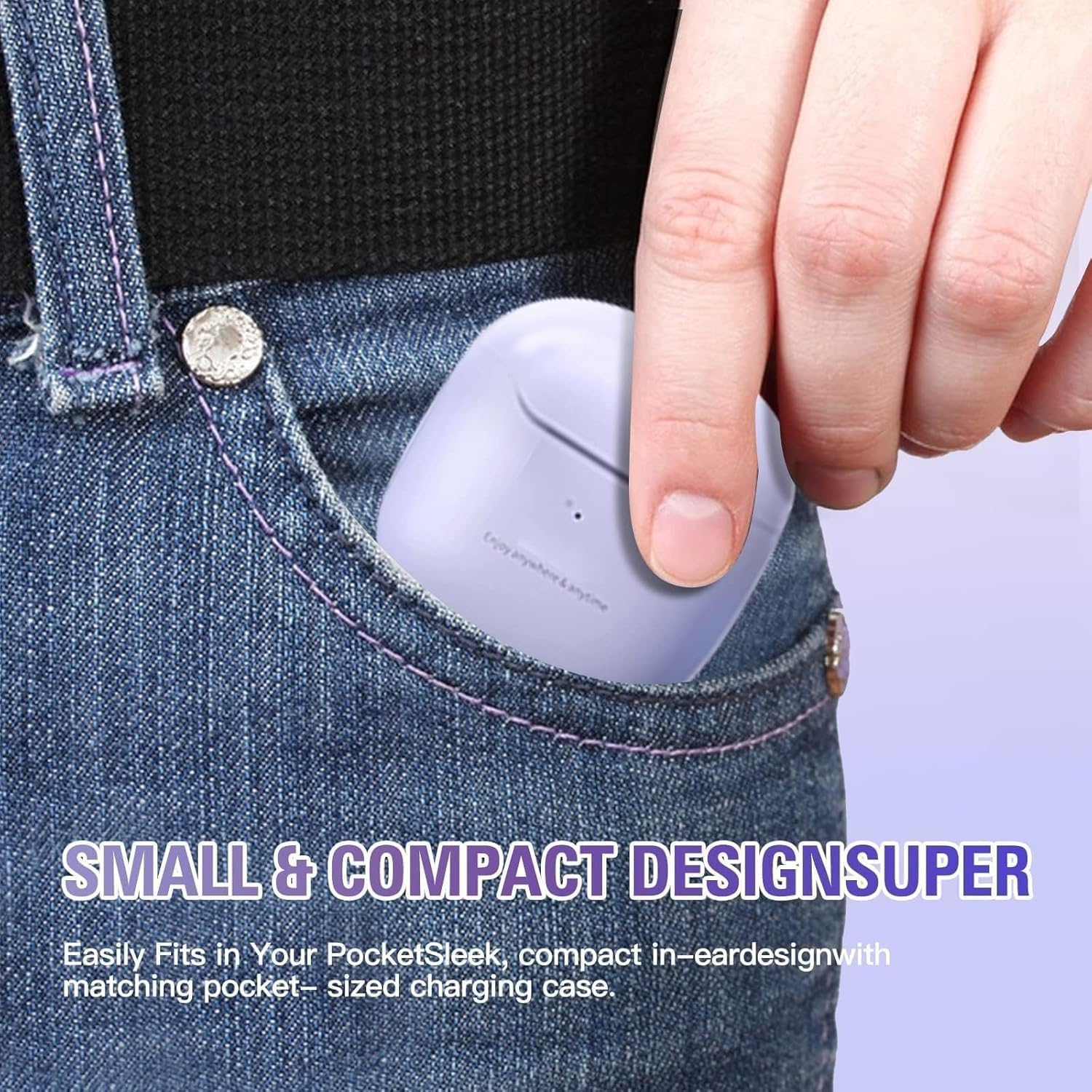 True Wireless Earbuds Purple Bluetooth 5.3 with Microphone for Working Out Noise Canceling Blue Tooth Ear Buds Deep Bass TWS Wireless Earphones with Charging Case in Ear Headphone for Iphone Android - Pink image number 6