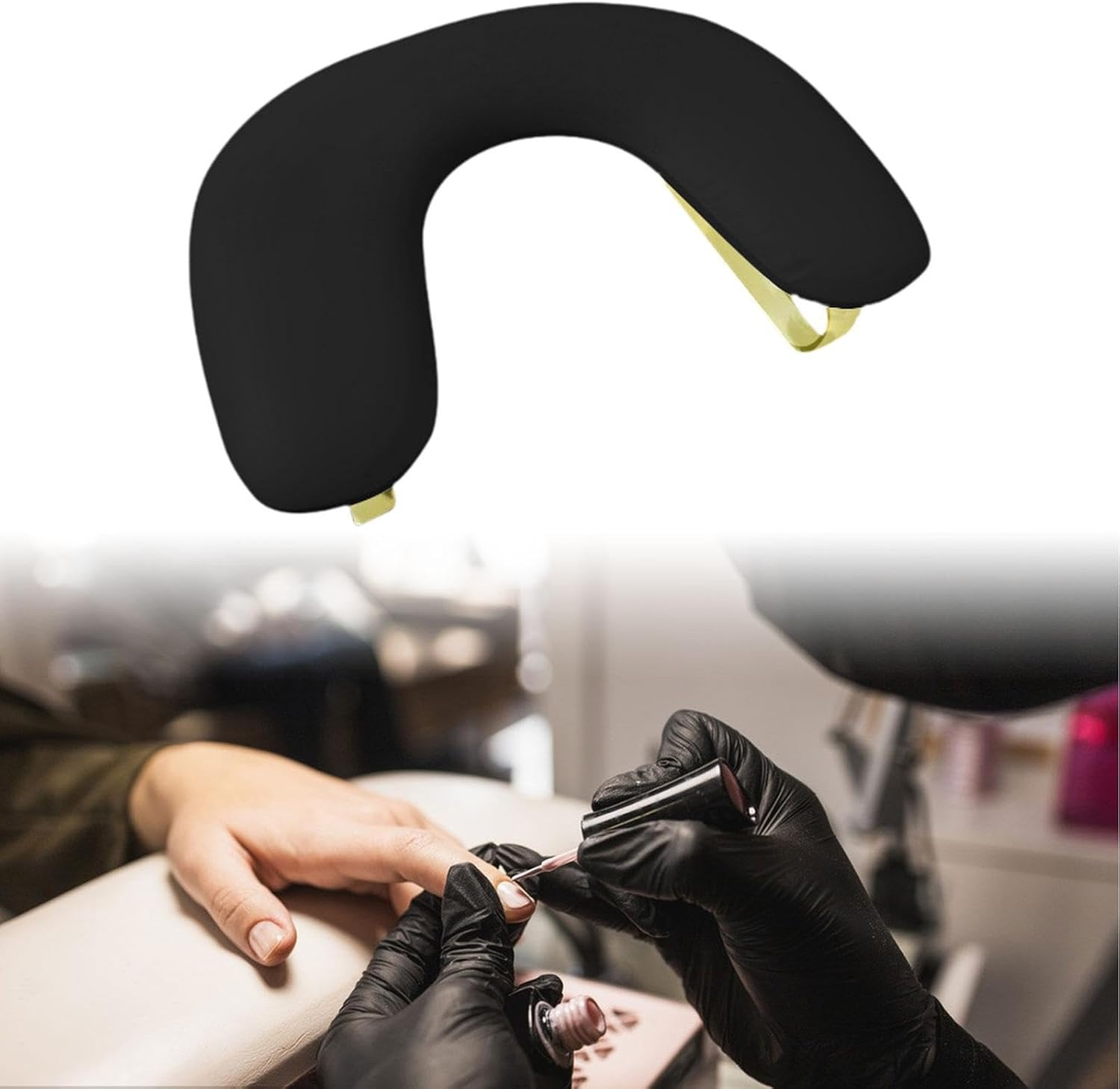 Ysyqkn U Shape Arm Rest Manicure Armrest Tilt Design Nail Arm Rest Stand Non Slip Portable for Home DIY Nail Salon Supplies Table, Black image number 2