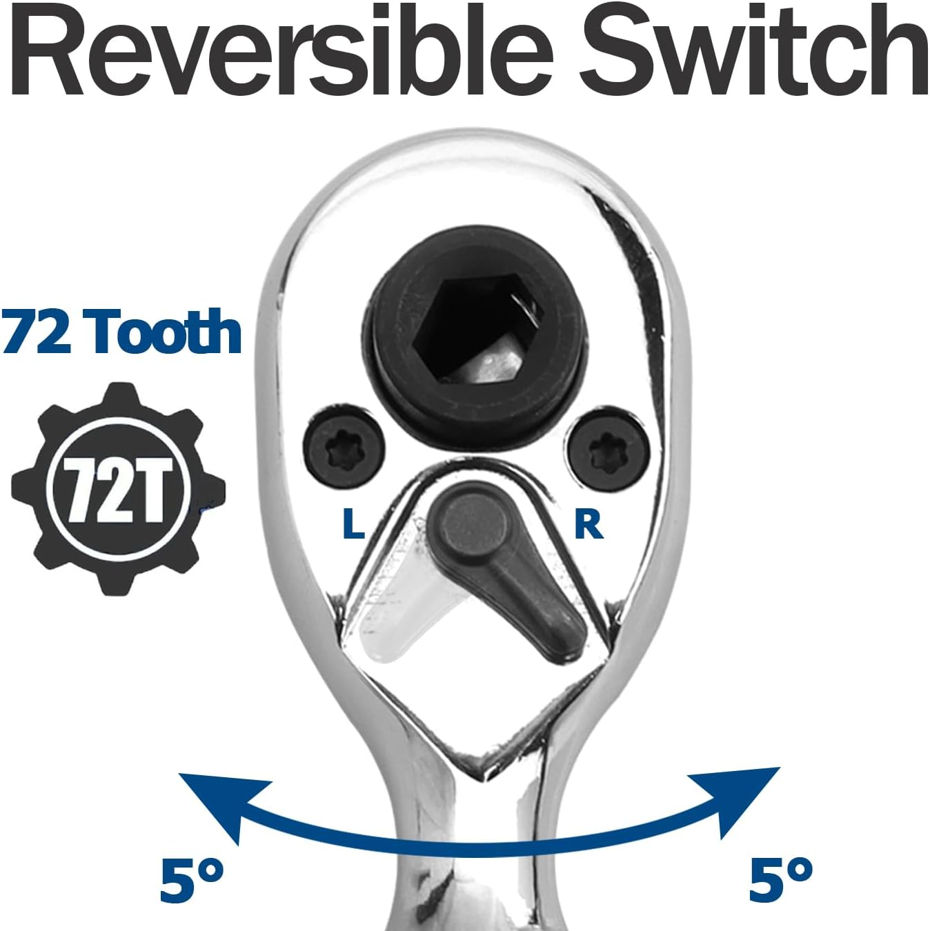 Bestgle Stubby Ratchet Wrench, Small Mini Ratchet Socket Wrench Quick-Release 1/4 Inch Dual Socket and Bit Driver Head Ratcheting Wrench Spanner with Reversible Switch for Tight Space image number 5
