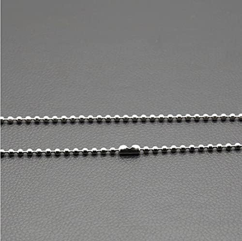 KONMAY 30Pcs 2.4Mm Size #3 304L Grade Stainless Steel Military Dog Tag Bead Ball Chain Necklace with Connectors image number 3
