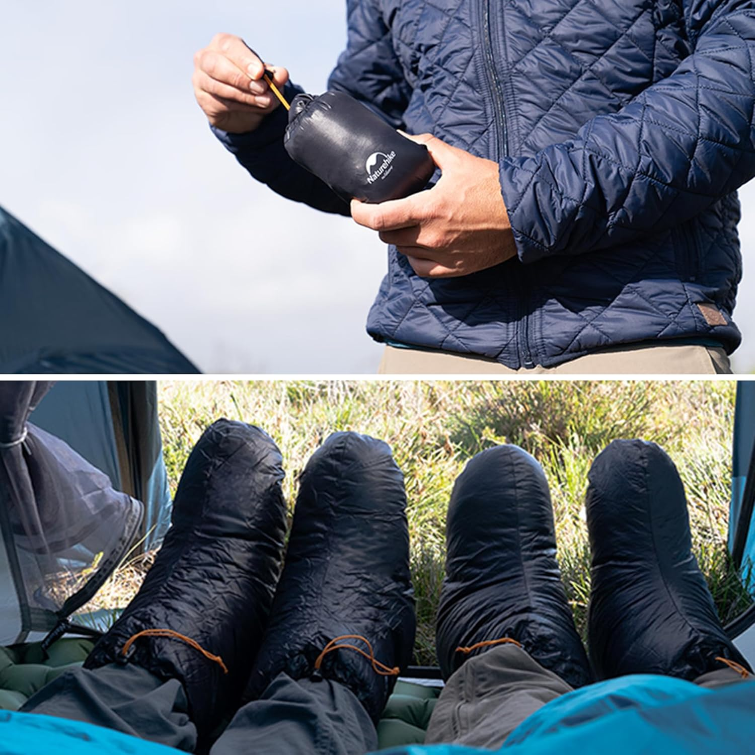 Naturehike Ultralight Winter Duck down Booties, Camping Warm & Cozy down Sleeping Socks for Men & Women, down Filled Slipper Boots with Storage Bag image number 5