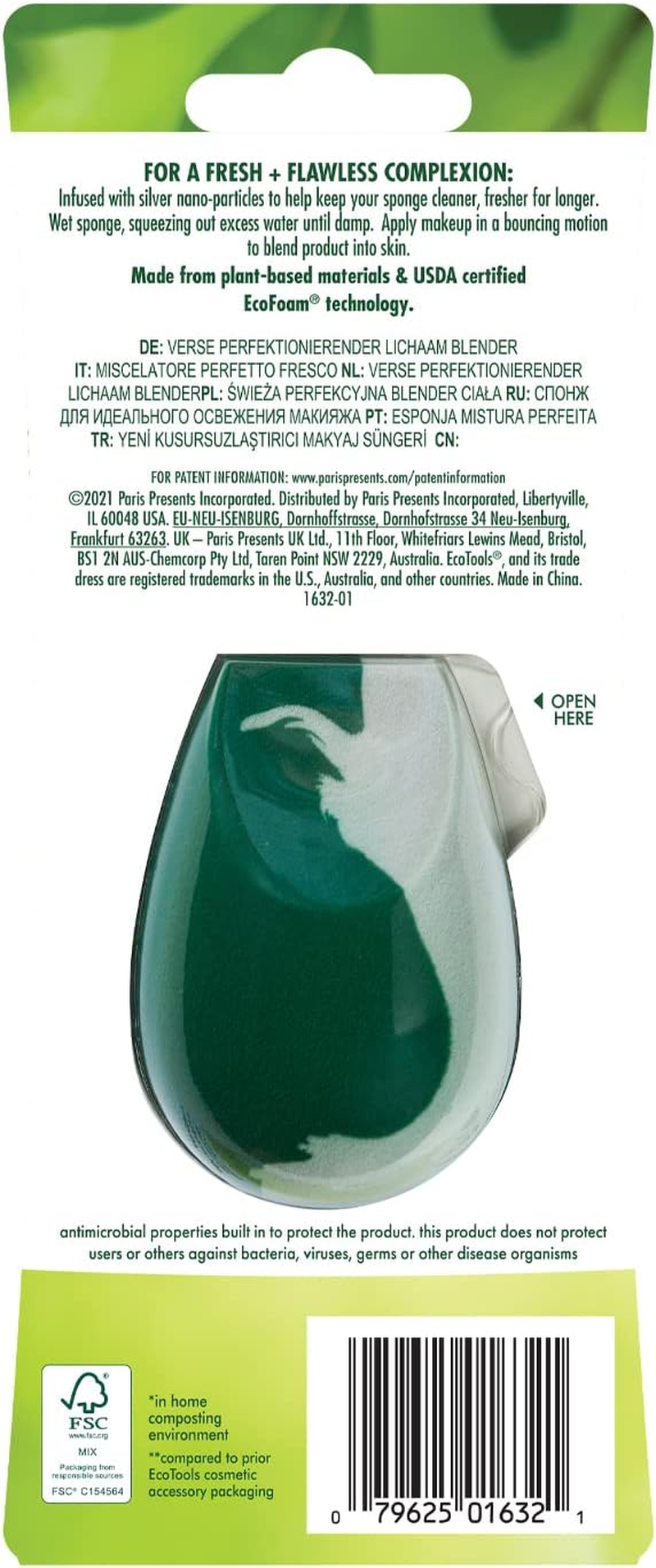 Ecotools Fresh Perfecting Blender, 80 Gram round Silicone Sponge, Green, Makeup Blender image number 5