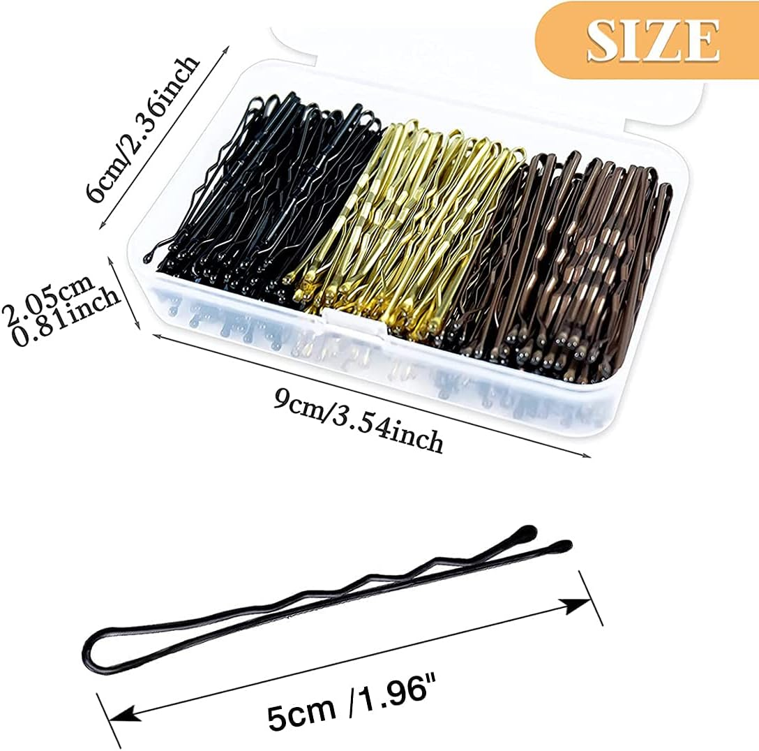 Mixed Bobby Pins,150 Pcs Hair Pins Hair Grips Blonde/Black/Coffee for Women with Box(5 Cm/2.2 Inches) image number 4